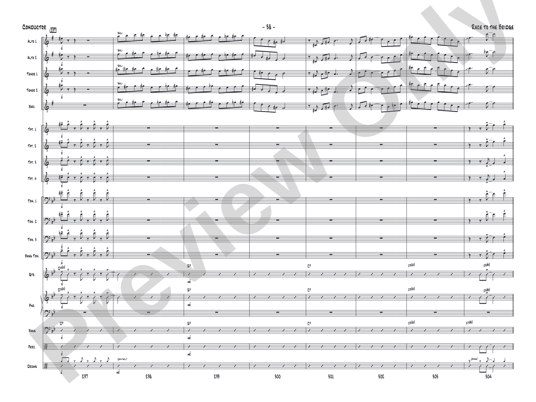 Race to the Bridge: Jazz Ensemble Conductor Score & Parts