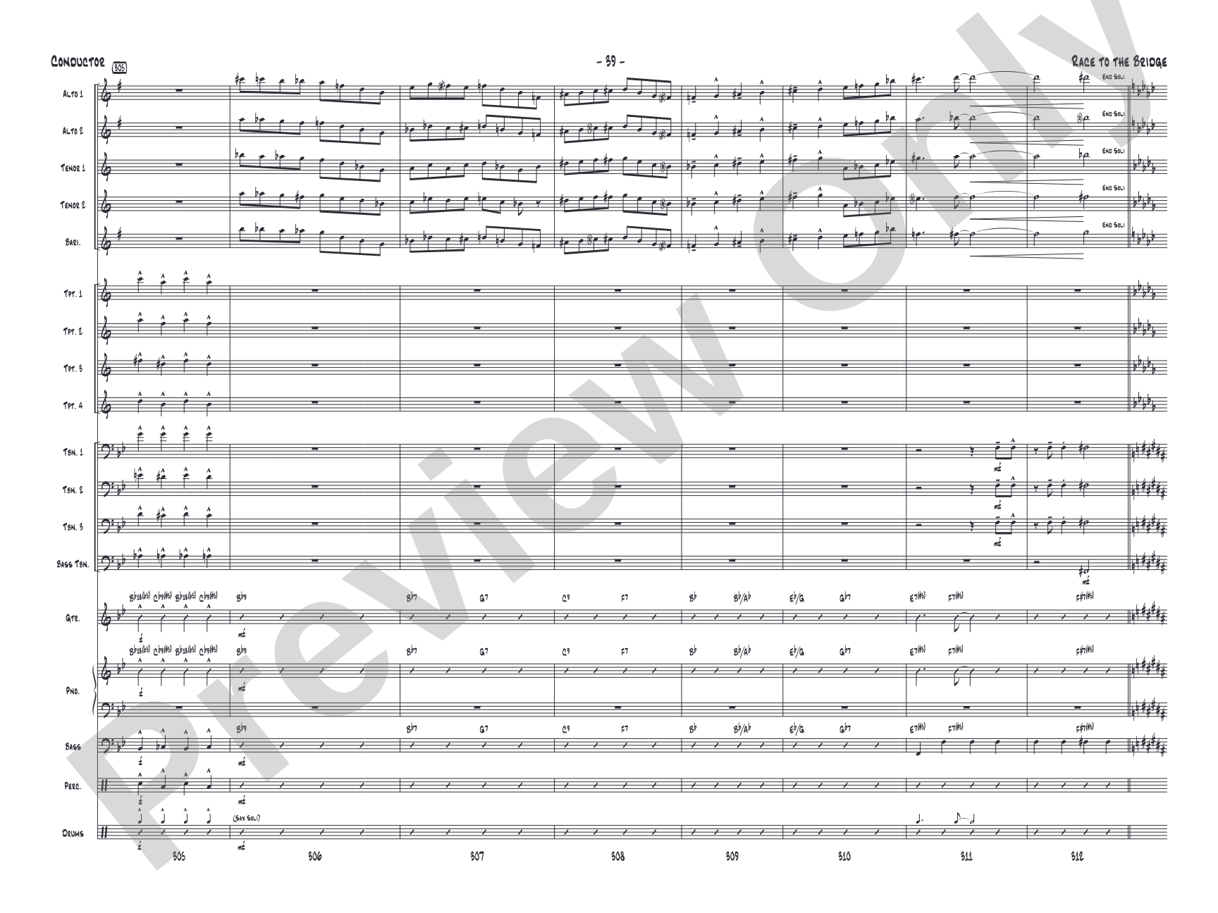 Race to the Bridge: Jazz Ensemble Conductor Score & Parts