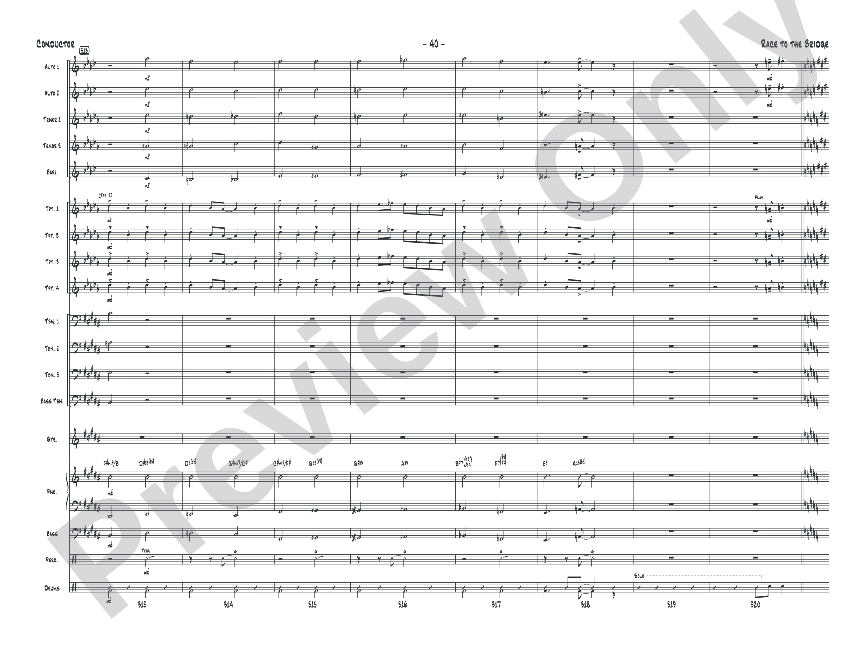 Race to the Bridge: Jazz Ensemble Conductor Score & Parts
