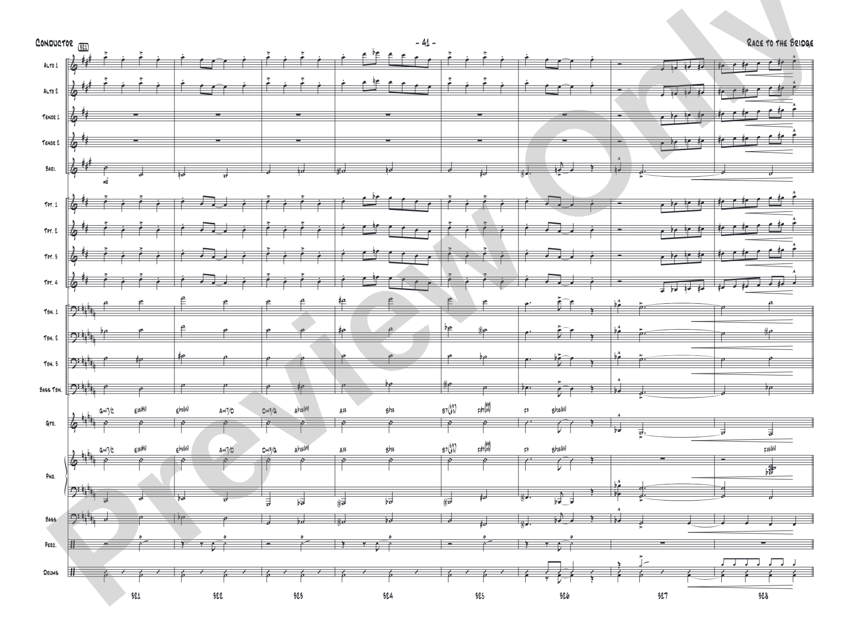 Race to the Bridge: Jazz Ensemble Conductor Score & Parts