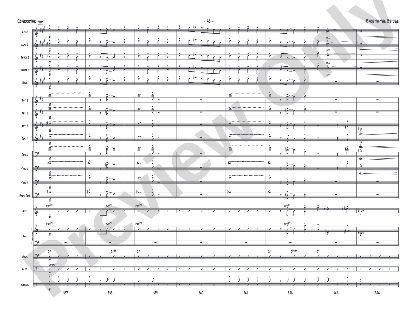 Race to the Bridge: Jazz Ensemble Conductor Score & Parts