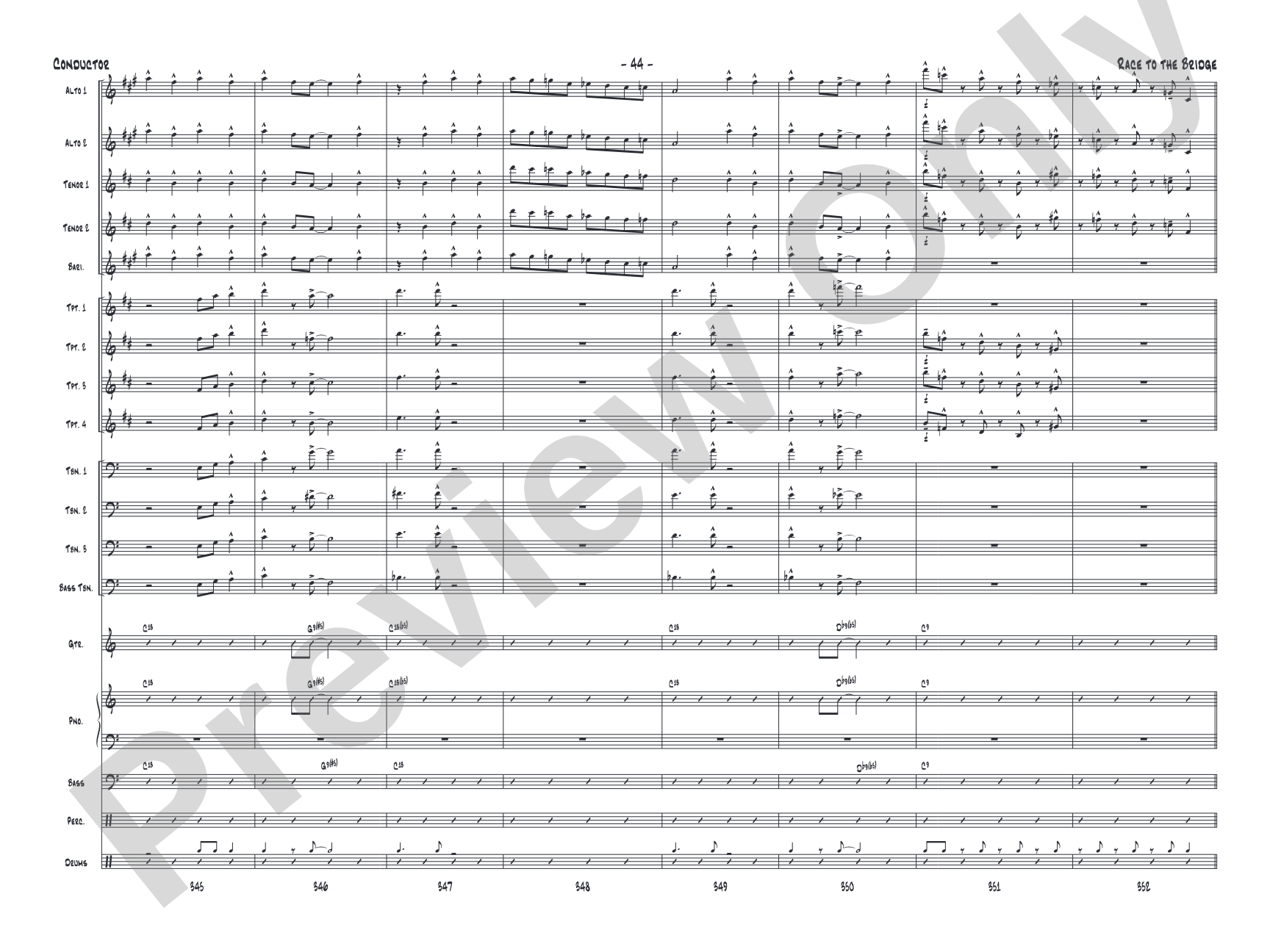 Race to the Bridge: Jazz Ensemble Conductor Score & Parts