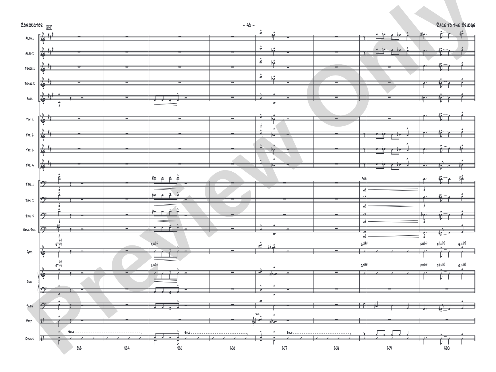 Race to the Bridge: Jazz Ensemble Conductor Score & Parts