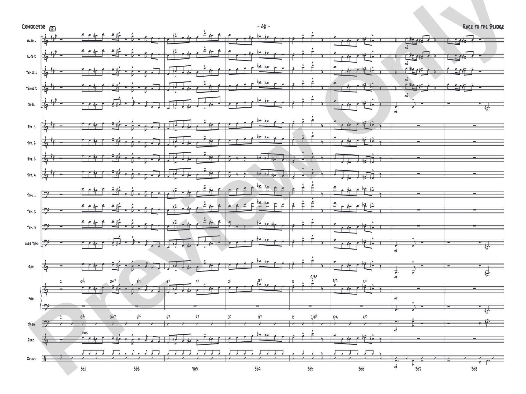 Race to the Bridge: Jazz Ensemble Conductor Score & Parts