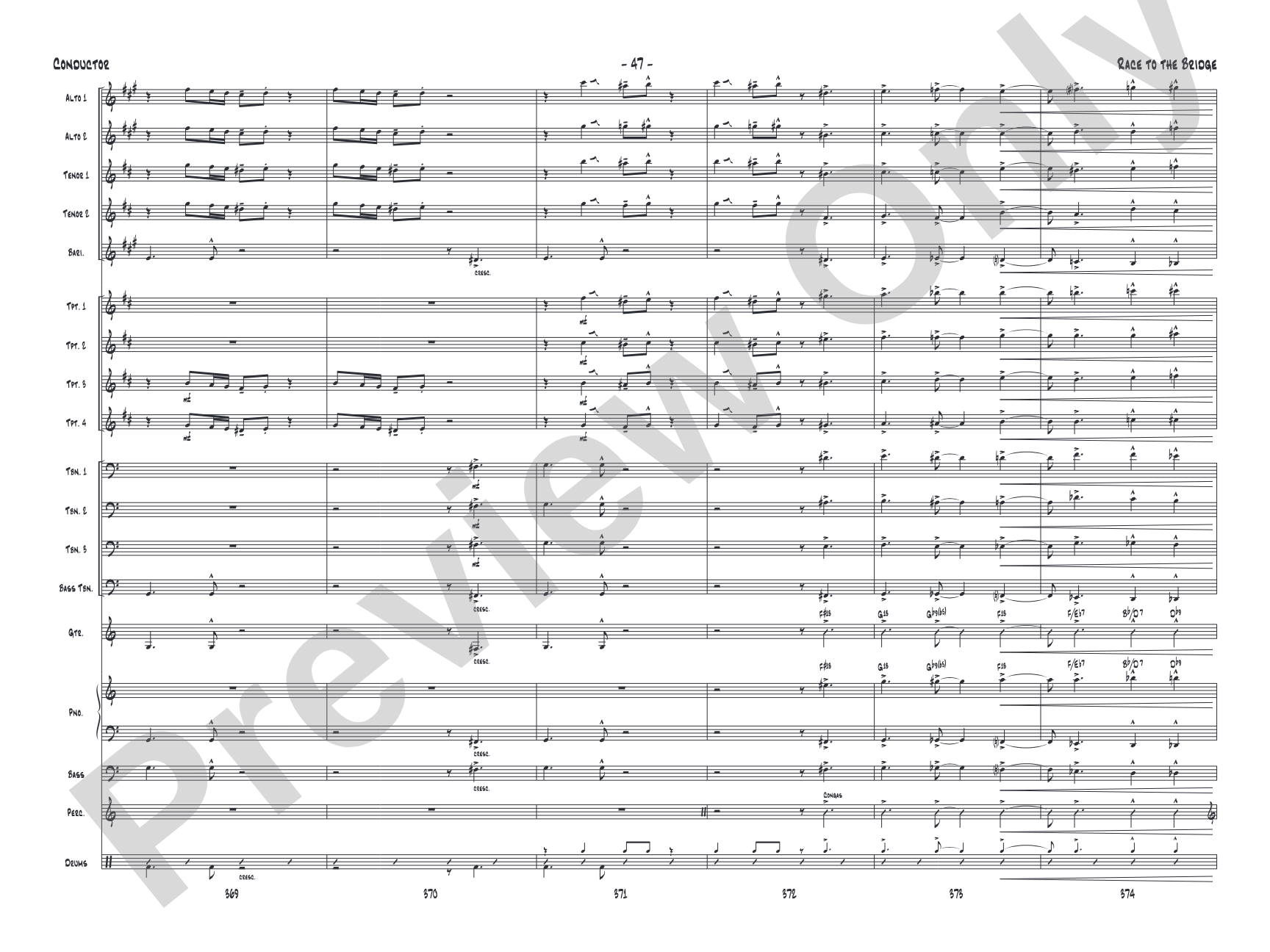 Race to the Bridge: Jazz Ensemble Conductor Score & Parts