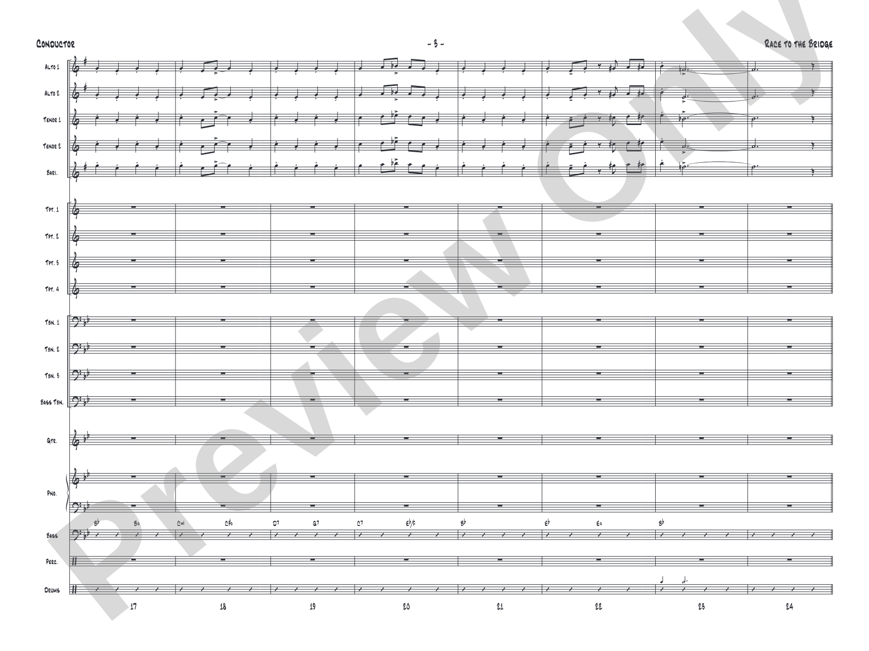 Race to the Bridge: Jazz Ensemble Conductor Score & Parts