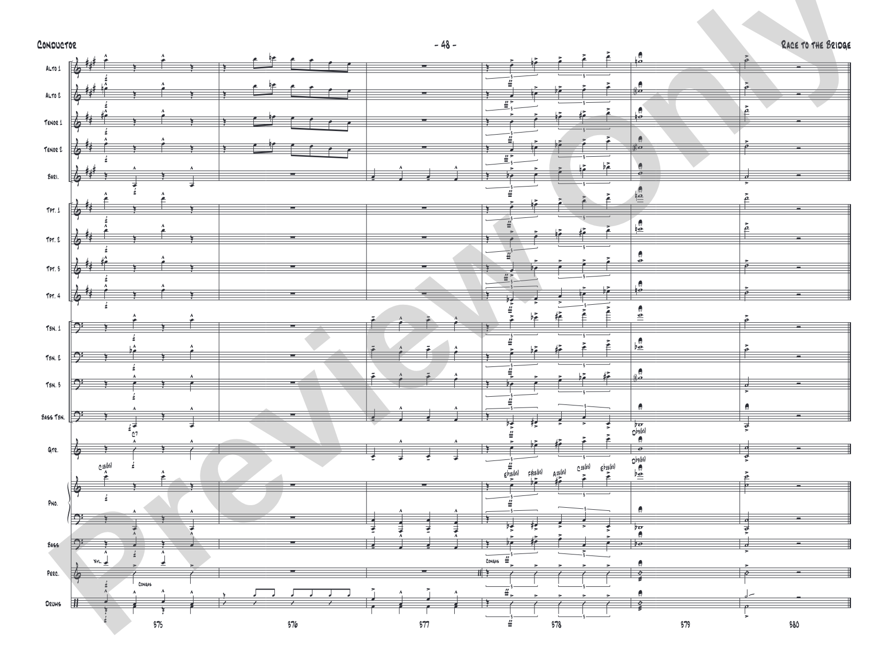 Race to the Bridge: Jazz Ensemble Conductor Score & Parts