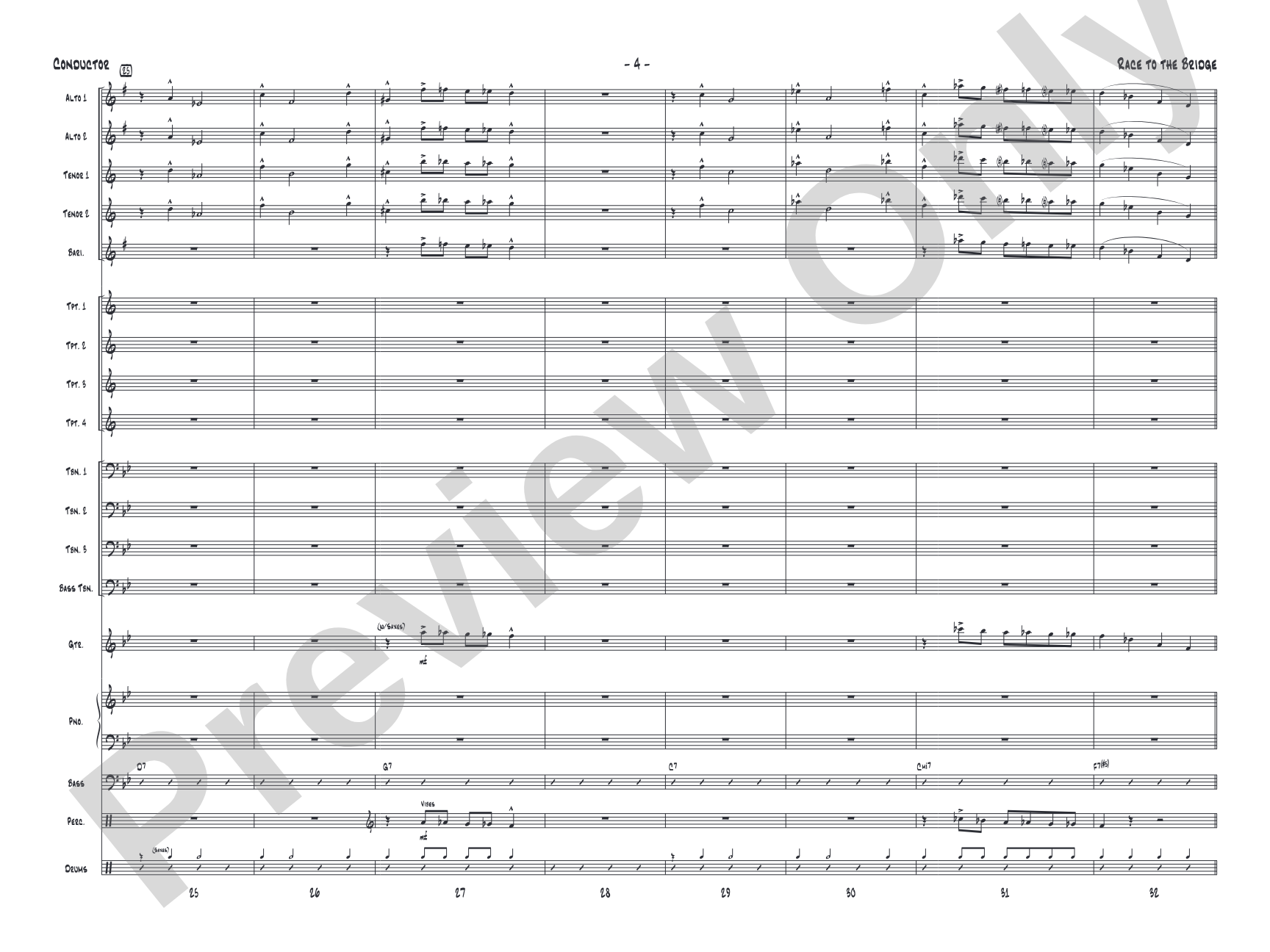 Race to the Bridge: Jazz Ensemble Conductor Score & Parts