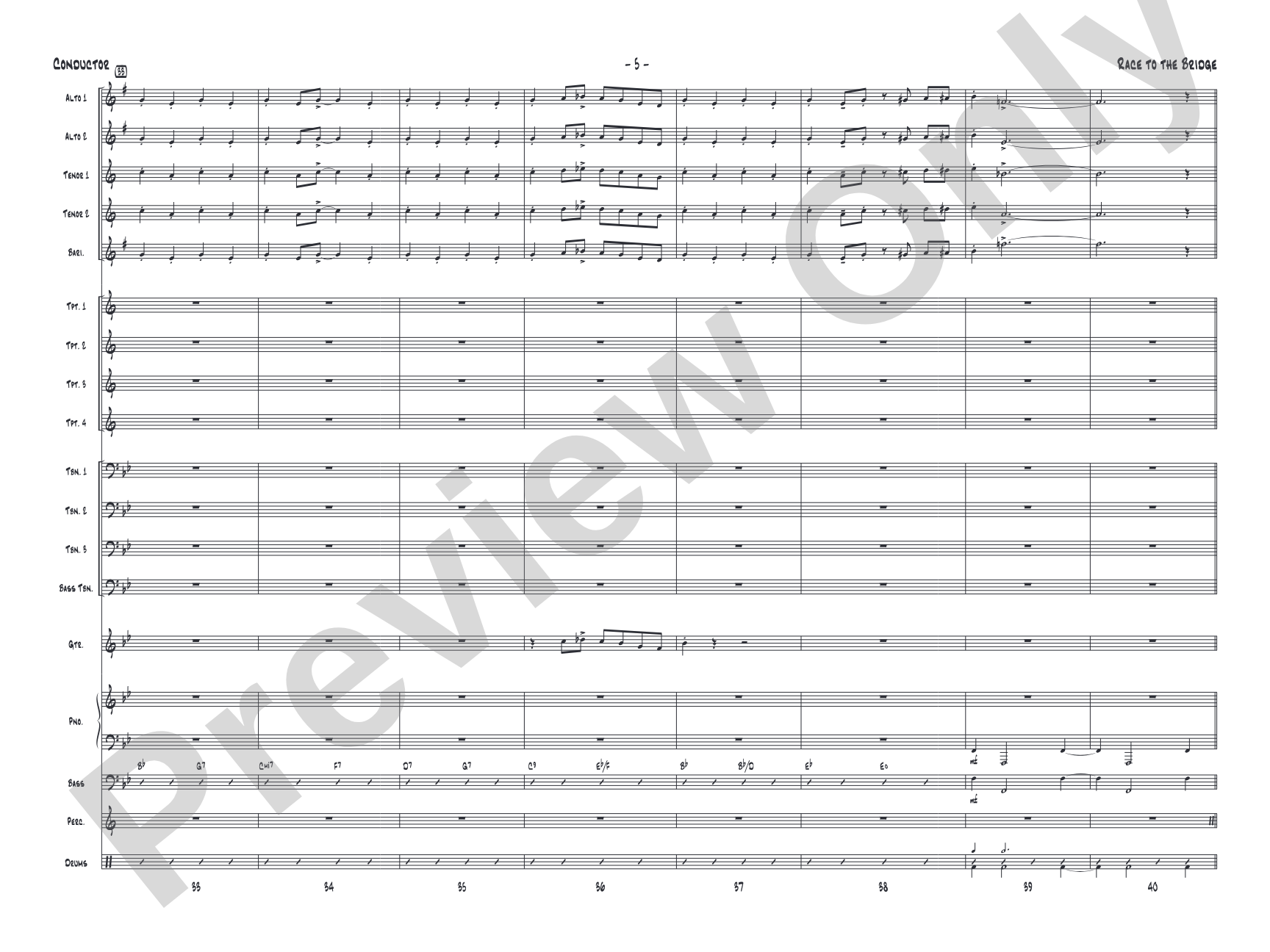 Race to the Bridge: Jazz Ensemble Conductor Score & Parts