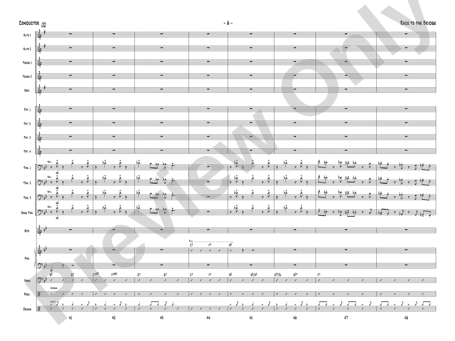Race to the Bridge: Jazz Ensemble Conductor Score & Parts