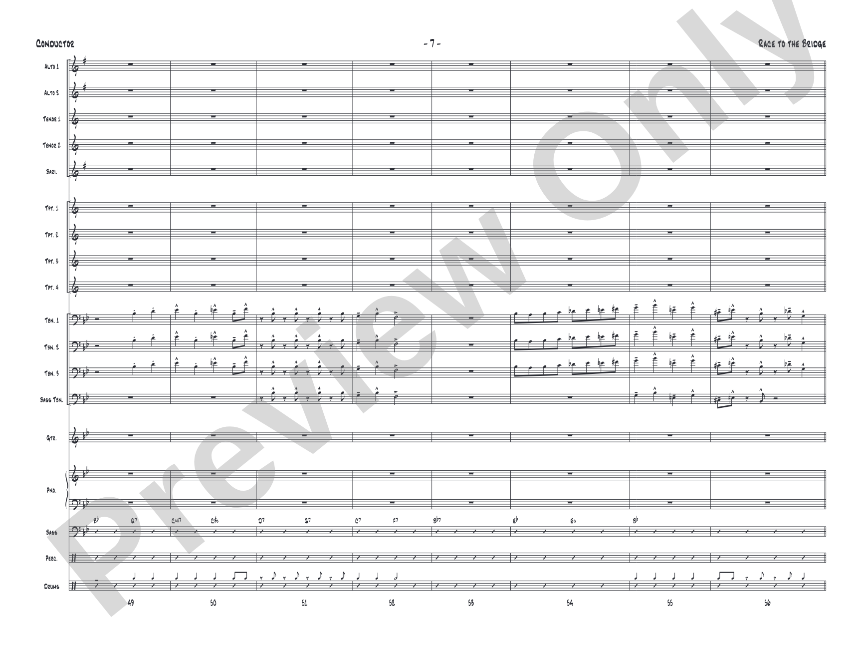 Race to the Bridge: Jazz Ensemble Conductor Score & Parts