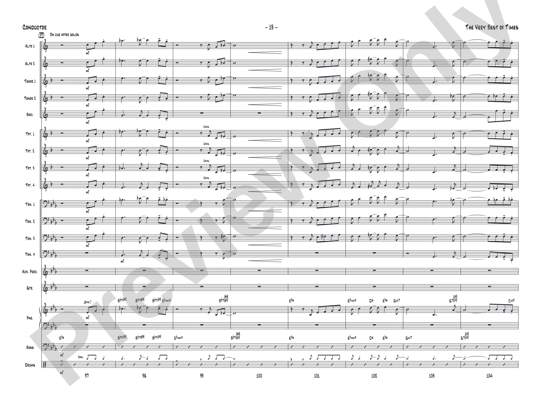 (The) Very Best of Times: Jazz Ensemble Conductor Score & Parts