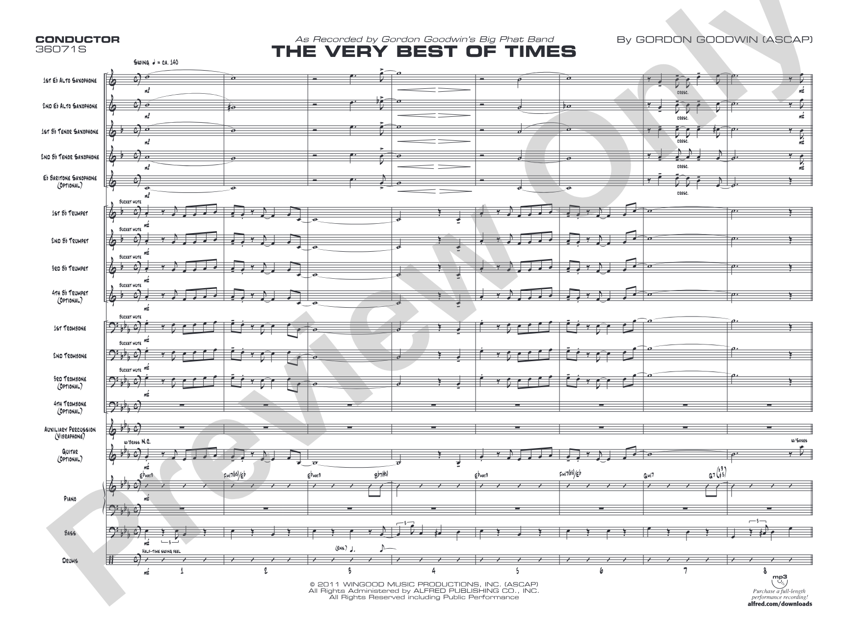 (The) Very Best of Times: Jazz Ensemble Conductor Score & Parts