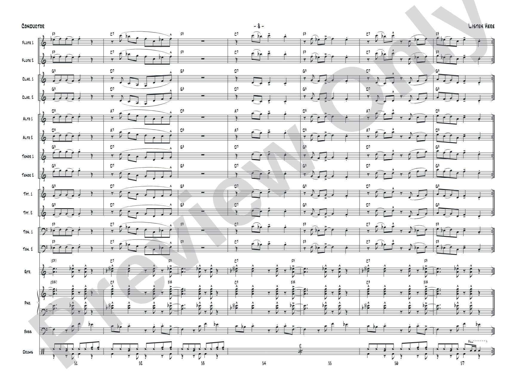 Listen Here: Jazz Ensemble Conductor Score & Parts