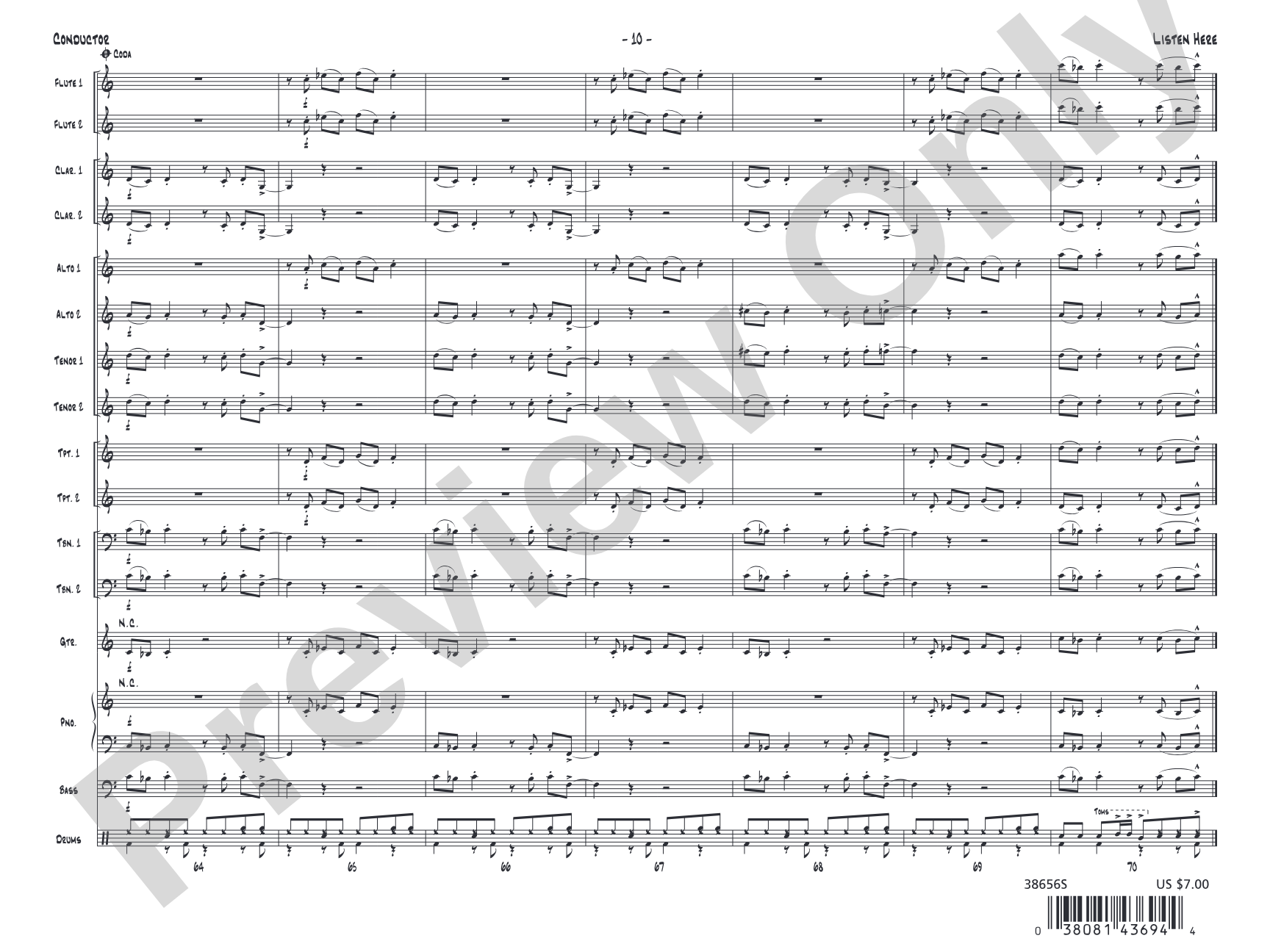 Listen Here: Jazz Ensemble Conductor Score & Parts