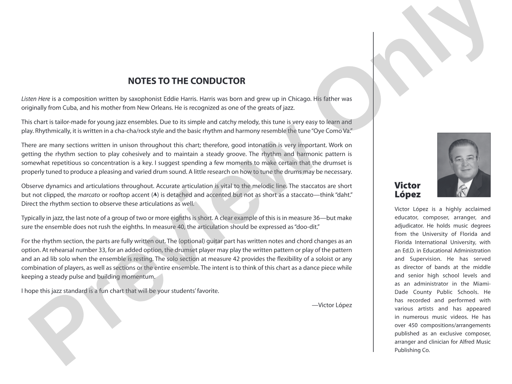 Listen Here: Jazz Ensemble Conductor Score & Parts