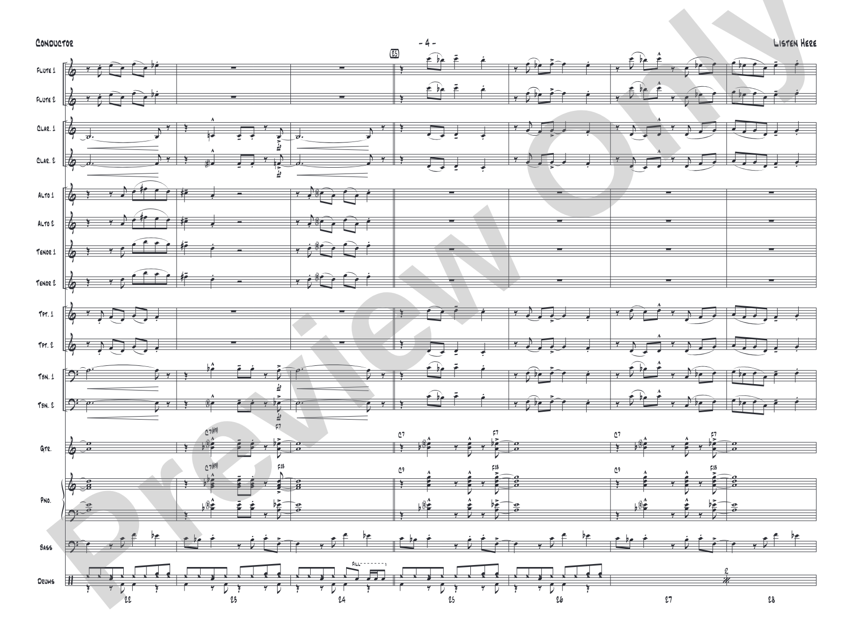 Listen Here: Jazz Ensemble Conductor Score & Parts