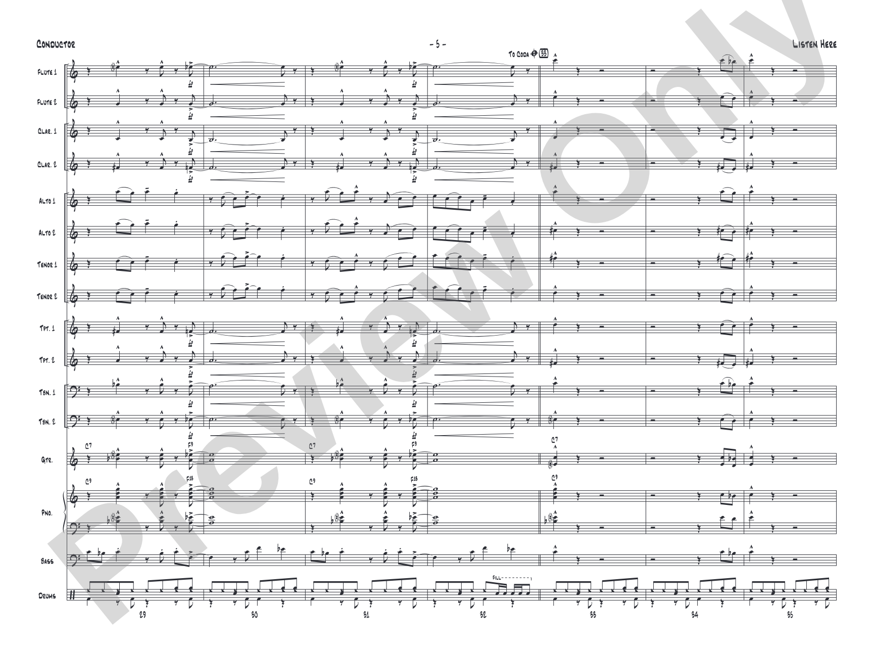 Listen Here: Jazz Ensemble Conductor Score & Parts
