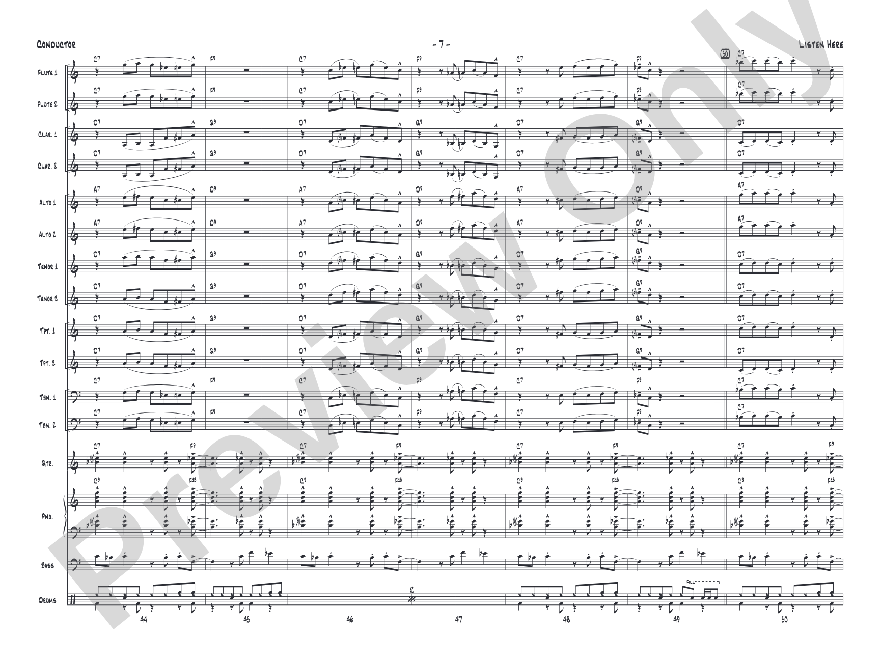 Listen Here: Jazz Ensemble Conductor Score & Parts