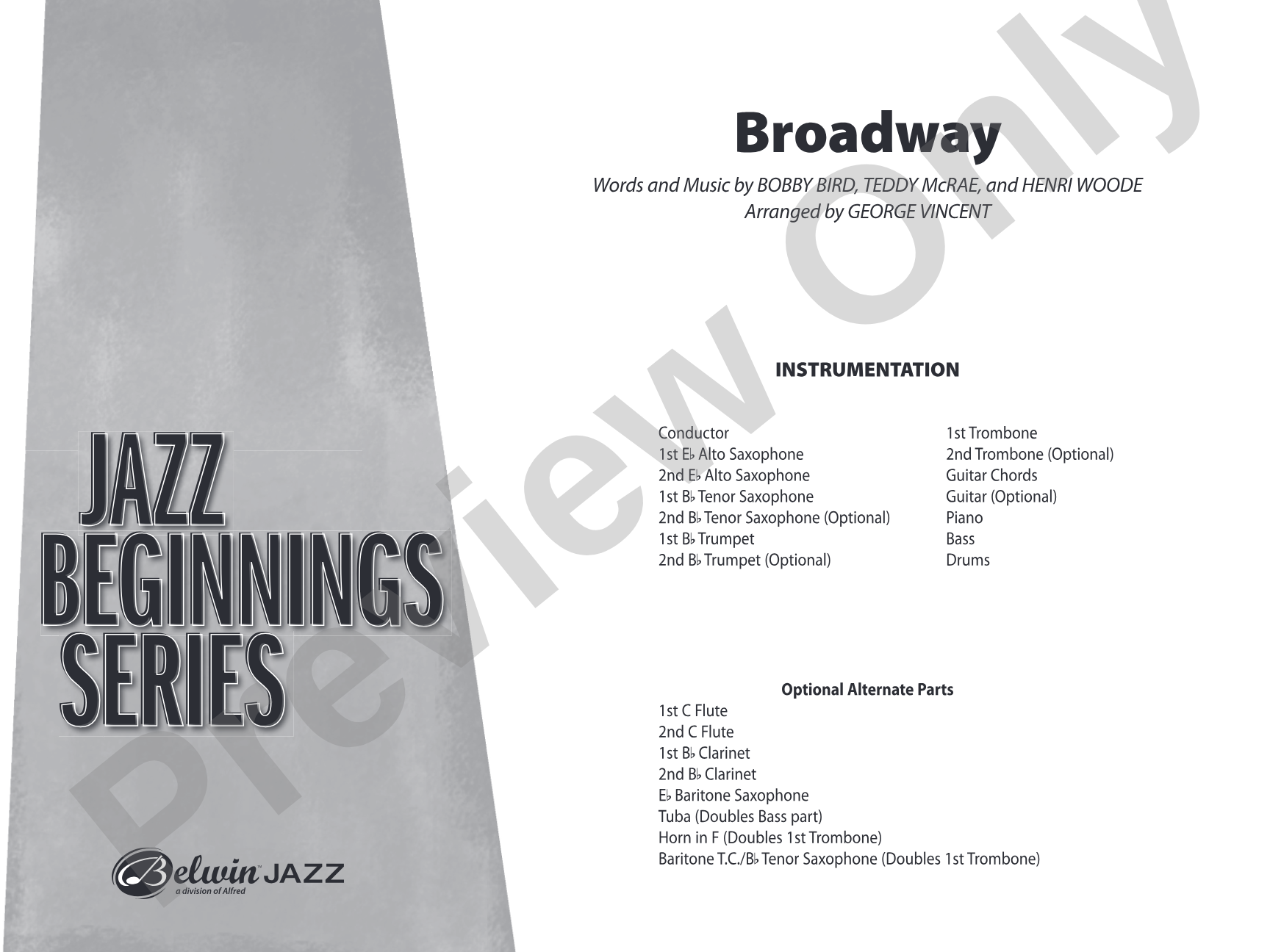 Broadway: Jazz Ensemble Conductor Score & Parts