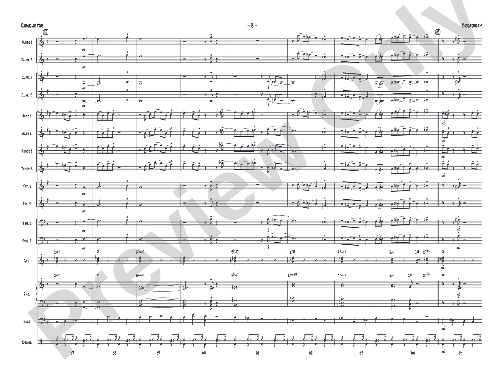 Broadway: Jazz Ensemble Conductor Score & Parts
