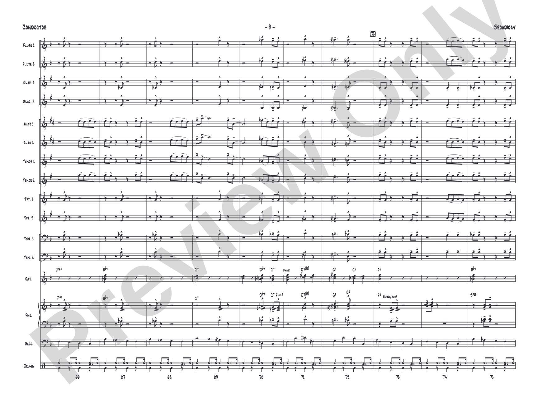 Broadway: Jazz Ensemble Conductor Score & Parts