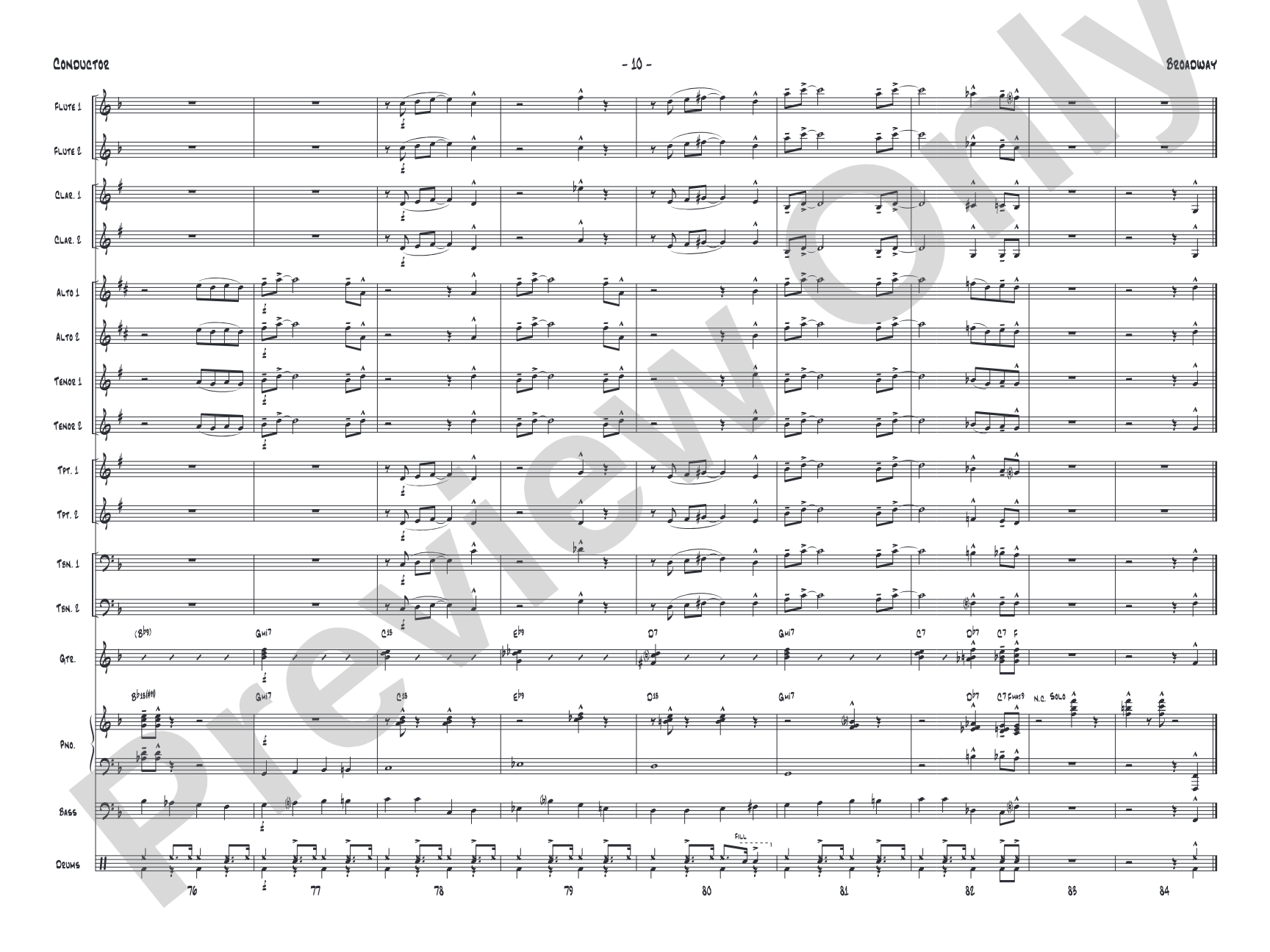 Broadway: Jazz Ensemble Conductor Score & Parts