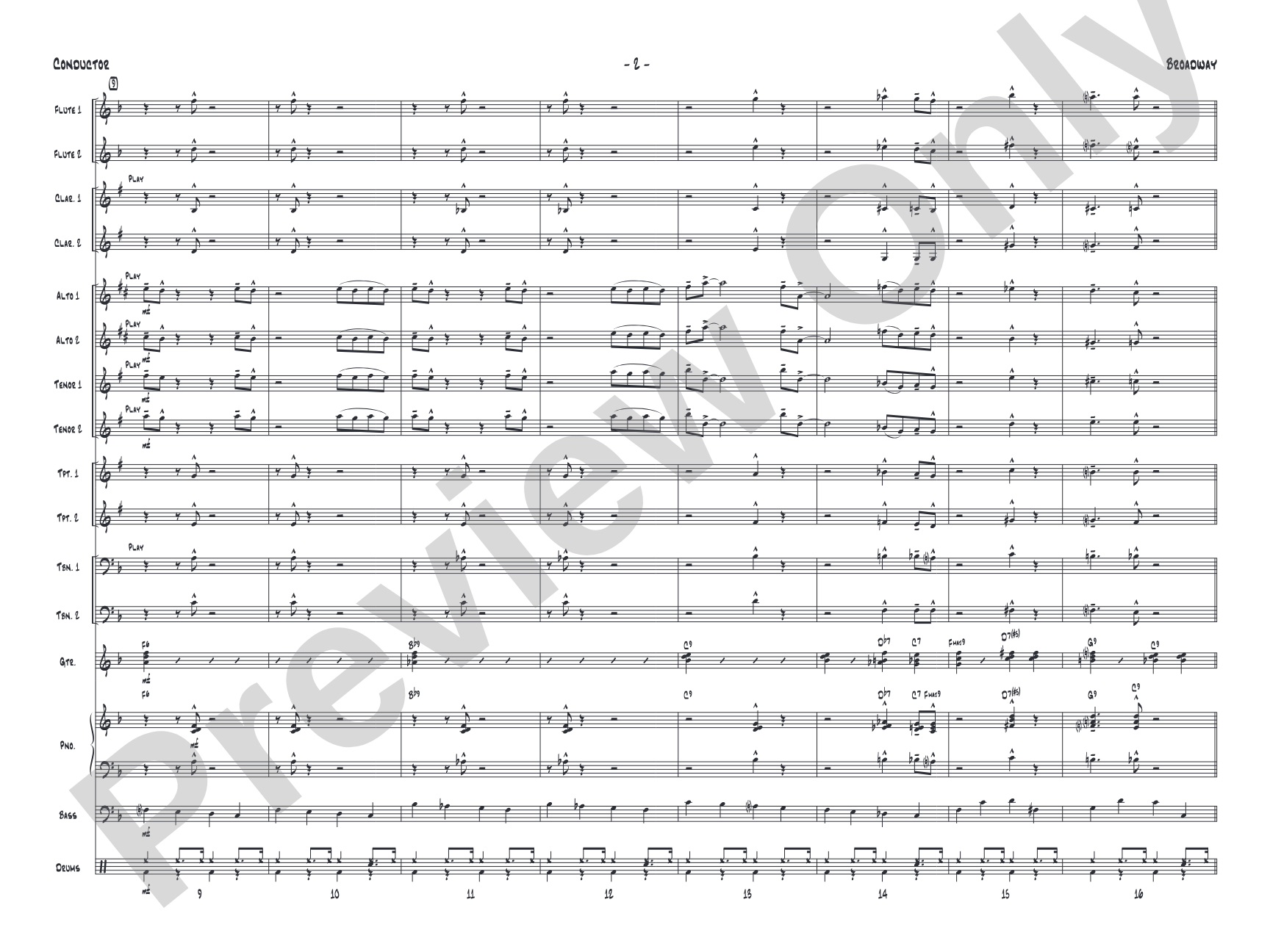 Broadway: Jazz Ensemble Conductor Score & Parts