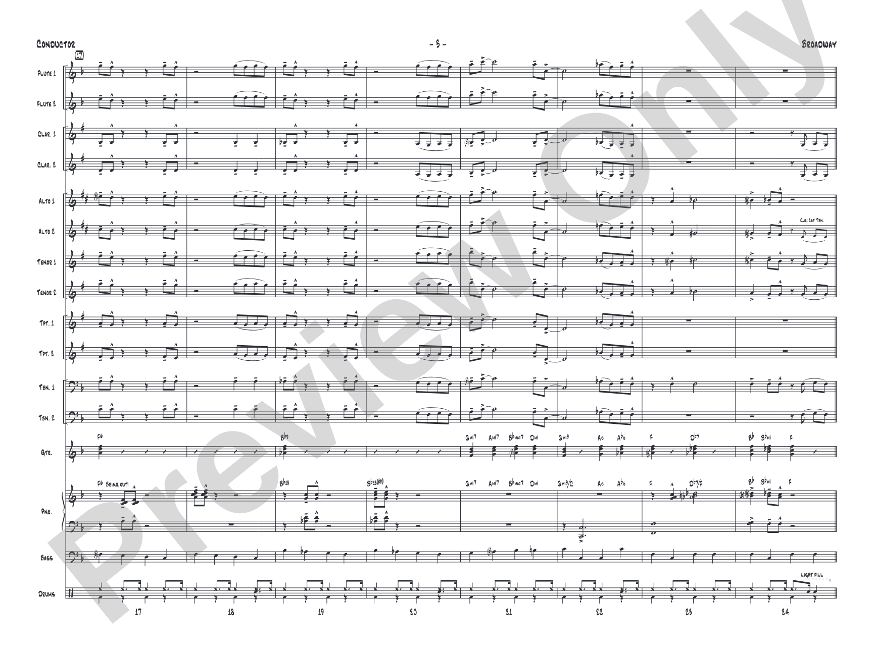 Broadway: Jazz Ensemble Conductor Score & Parts