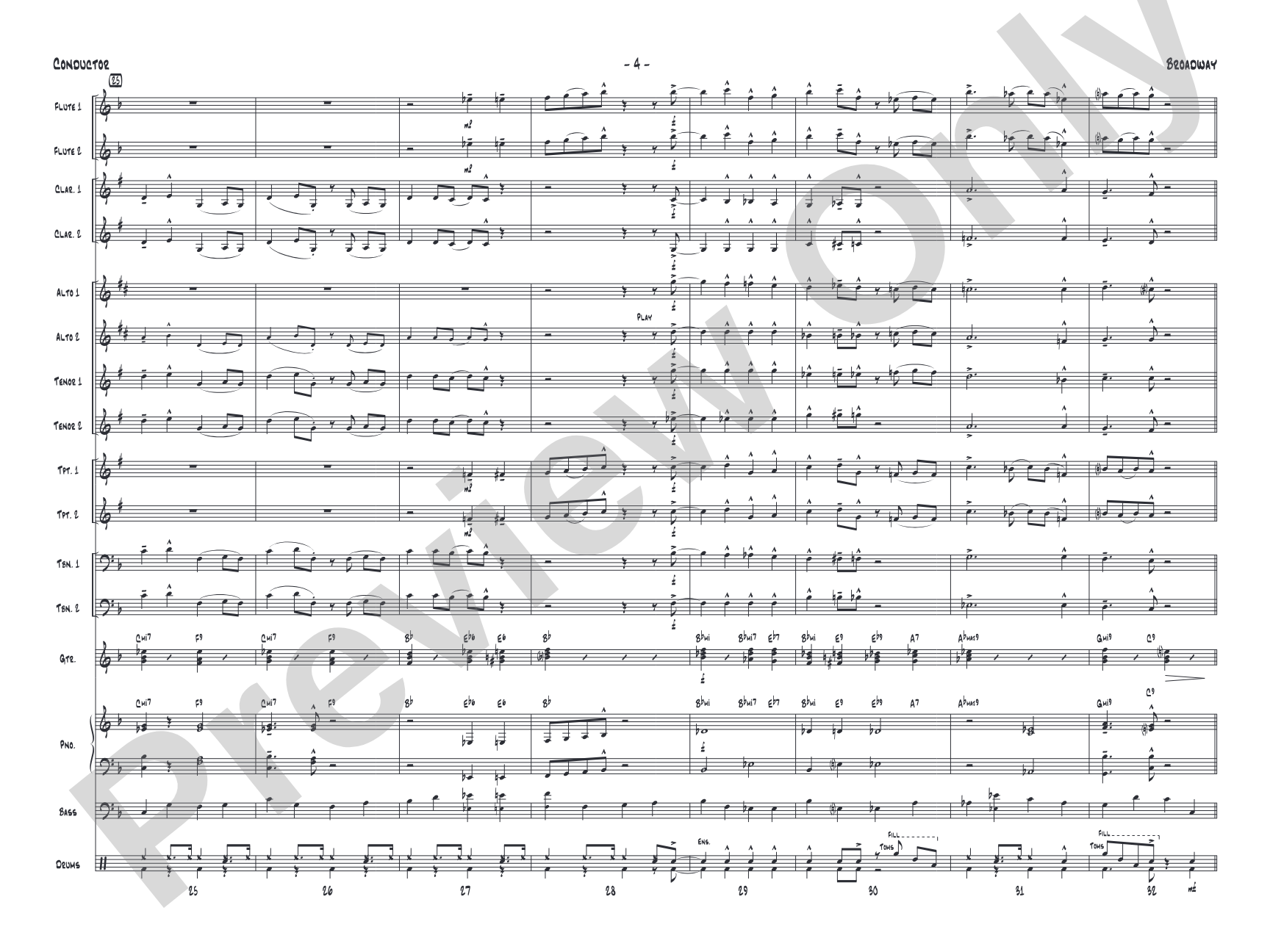 Broadway: Jazz Ensemble Conductor Score & Parts