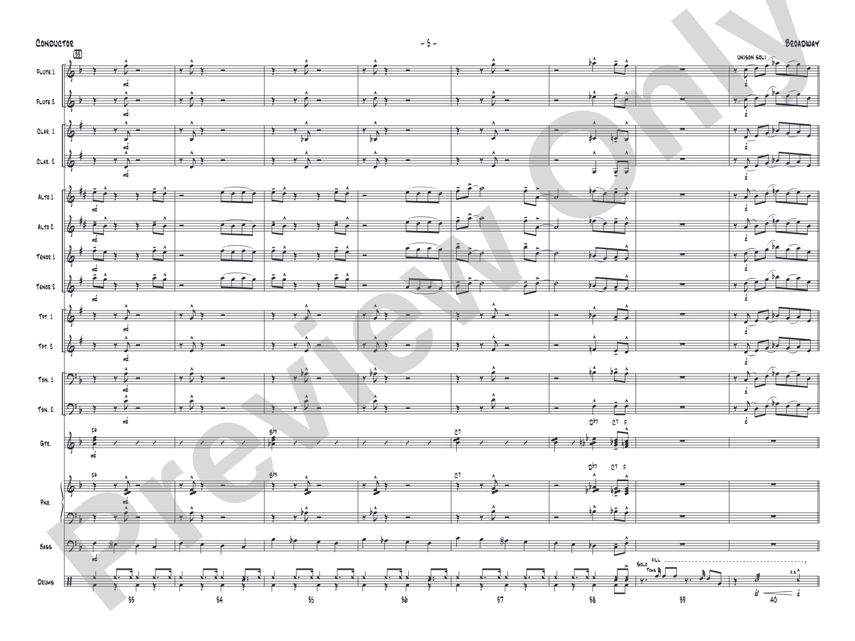 Broadway: Jazz Ensemble Conductor Score & Parts