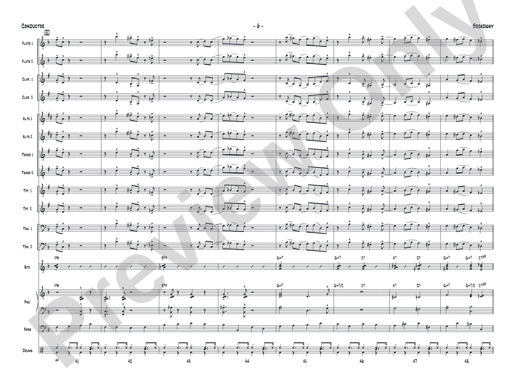 Broadway: Jazz Ensemble Conductor Score & Parts