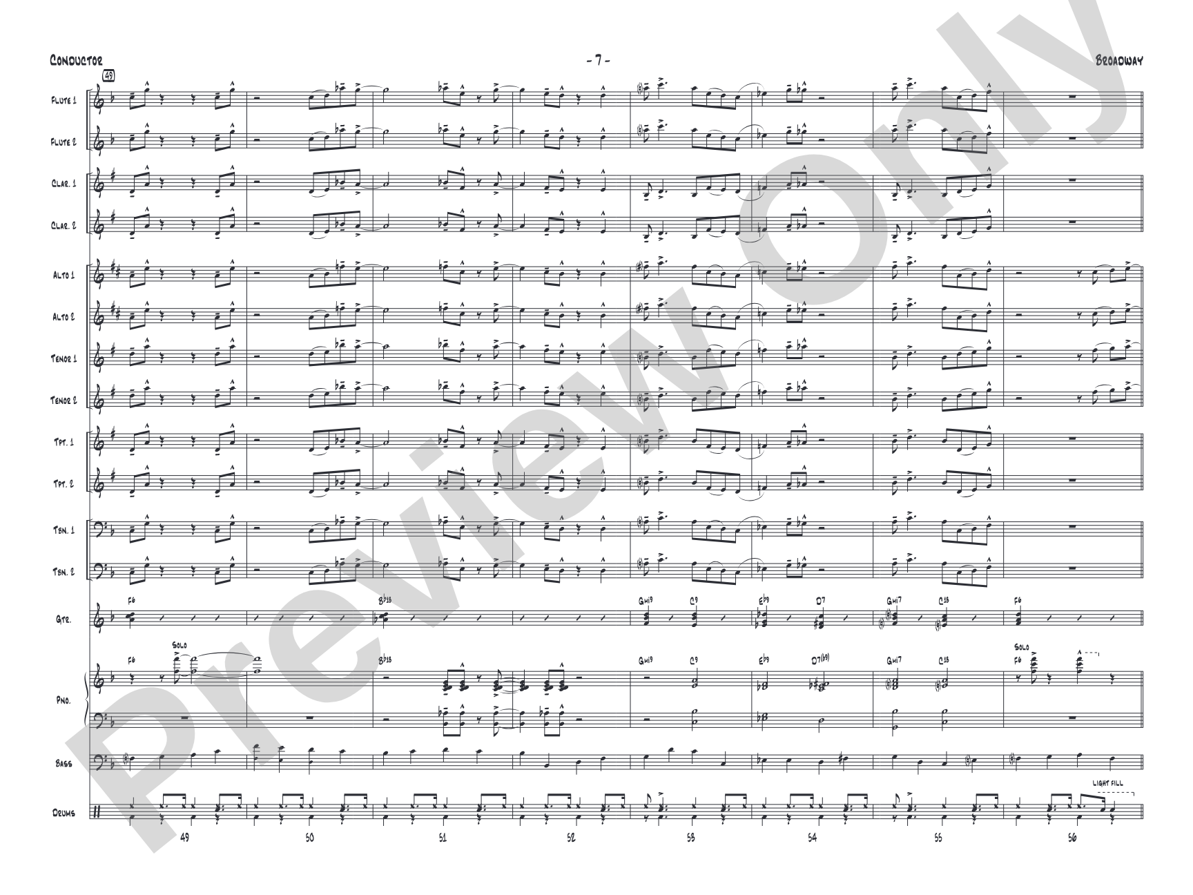 Broadway: Jazz Ensemble Conductor Score & Parts