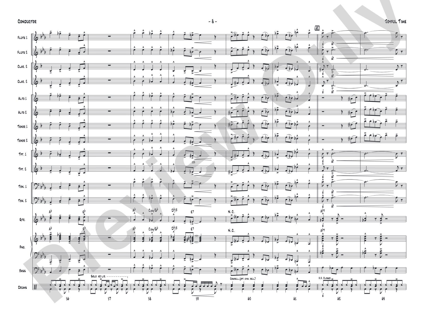 Joyful Time: Jazz Ensemble Conductor Score & Parts