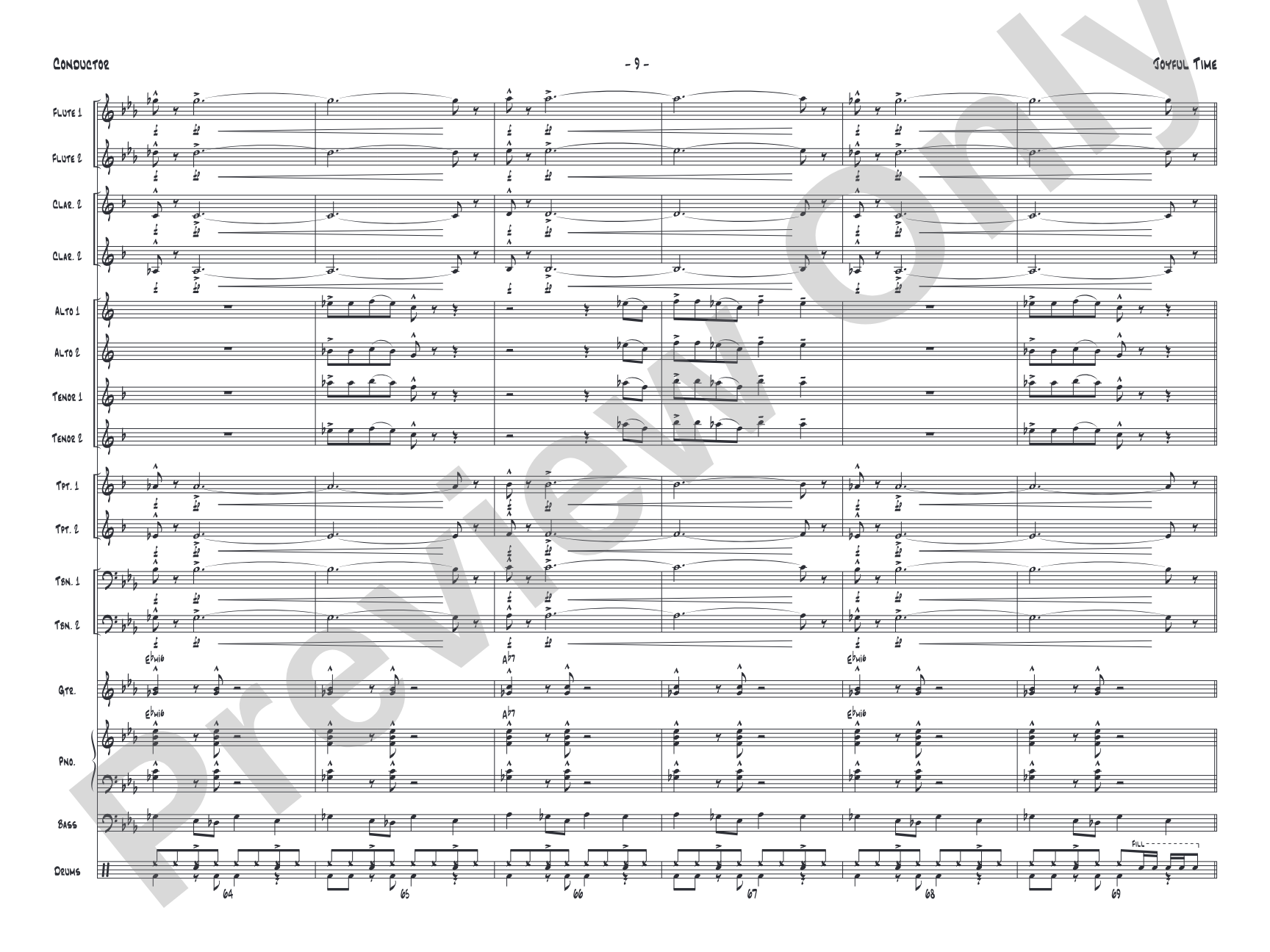 Joyful Time: Jazz Ensemble Conductor Score & Parts