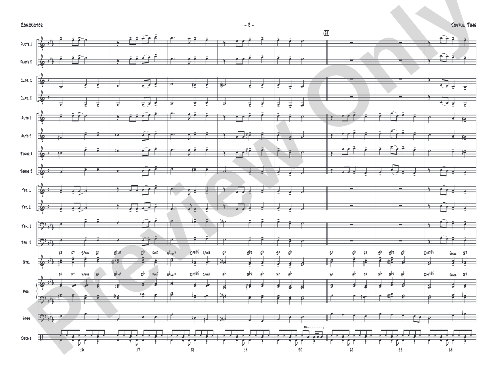 Joyful Time: Jazz Ensemble Conductor Score & Parts