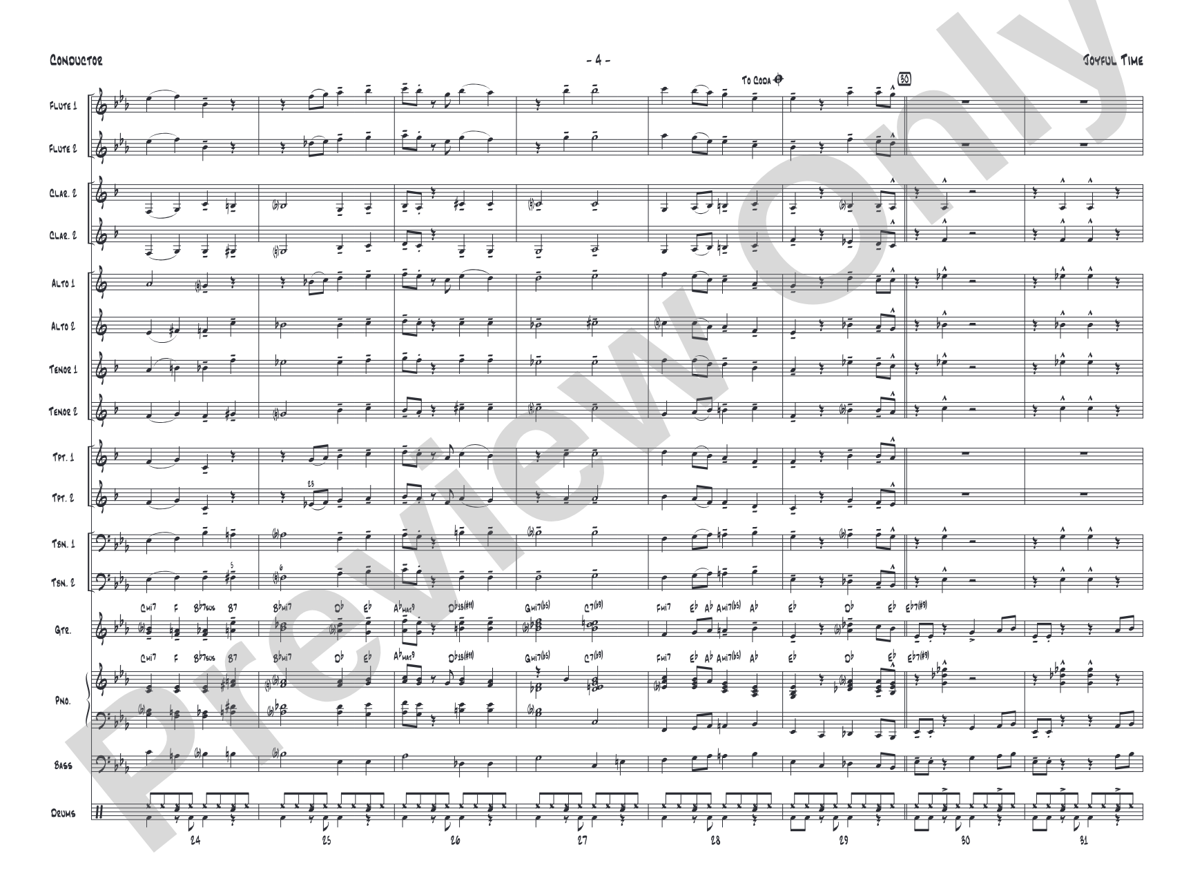 Joyful Time: Jazz Ensemble Conductor Score & Parts