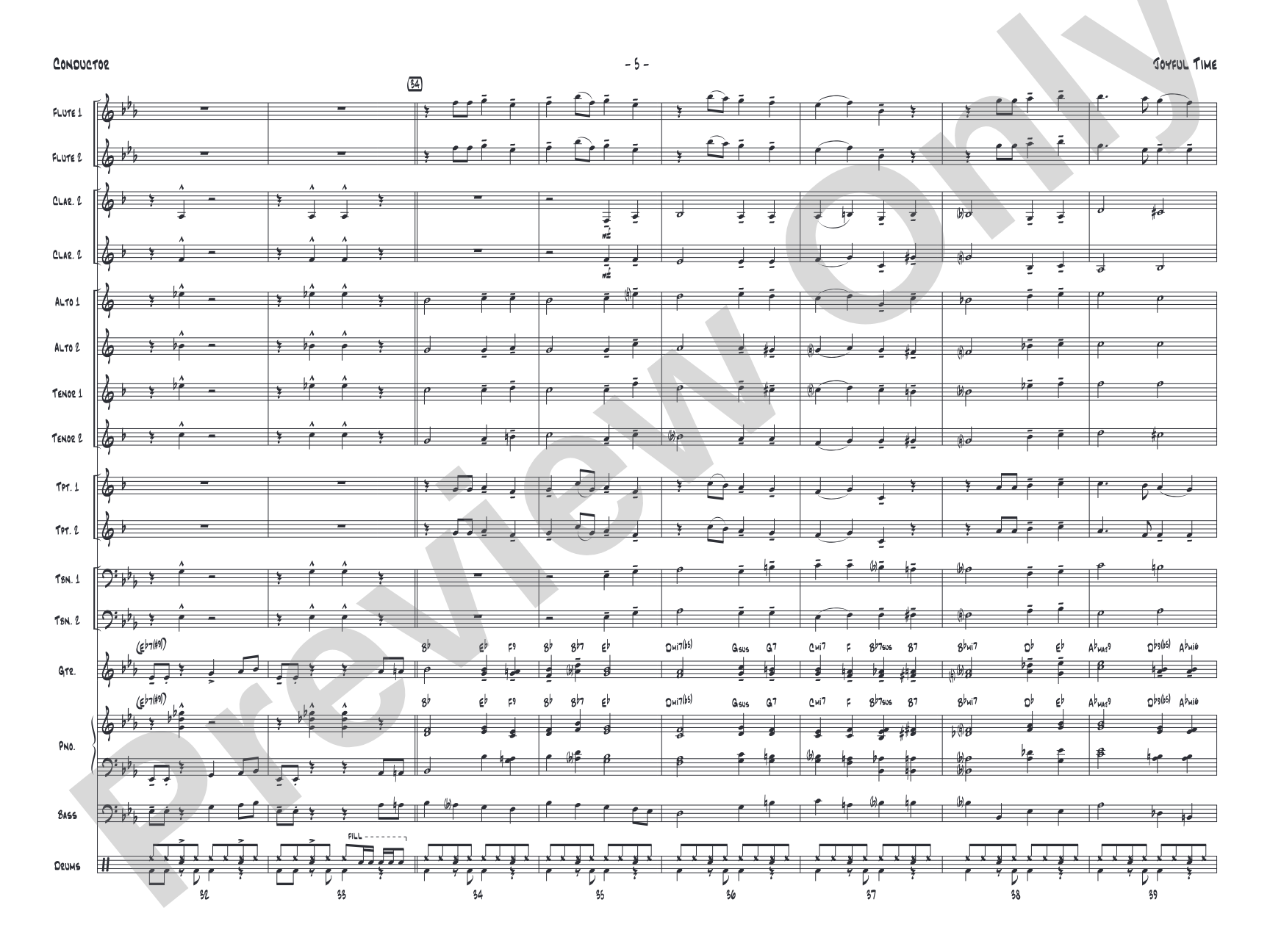 Joyful Time: Jazz Ensemble Conductor Score & Parts