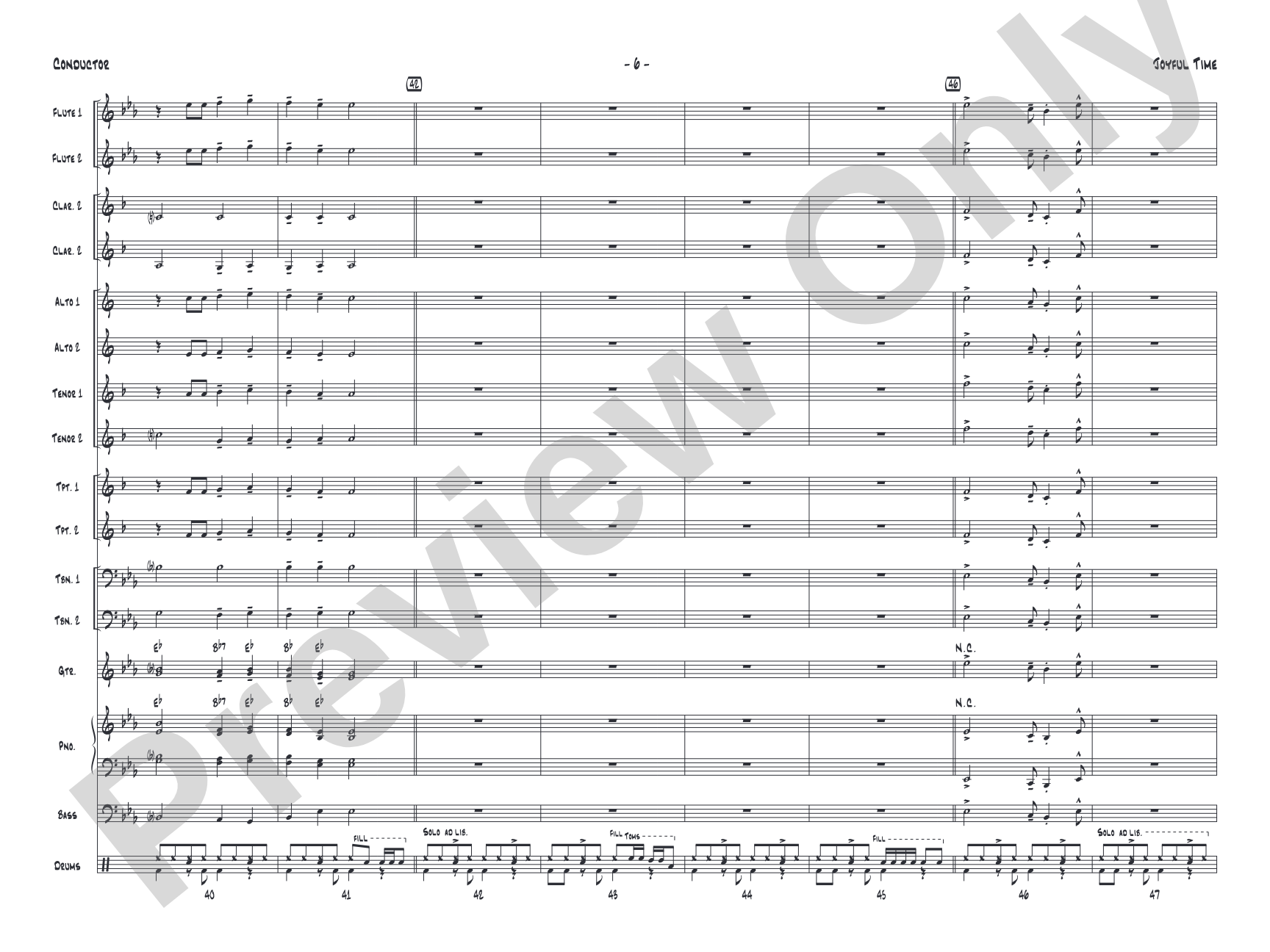 Joyful Time: Jazz Ensemble Conductor Score & Parts