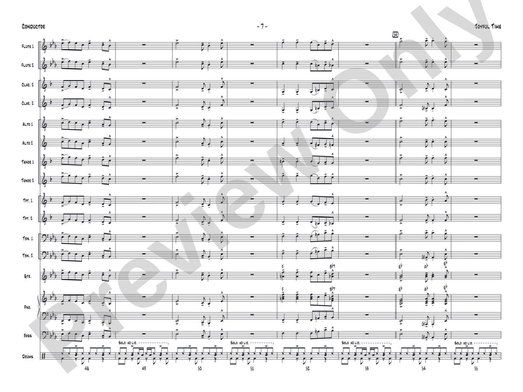 Joyful Time: Jazz Ensemble Conductor Score & Parts