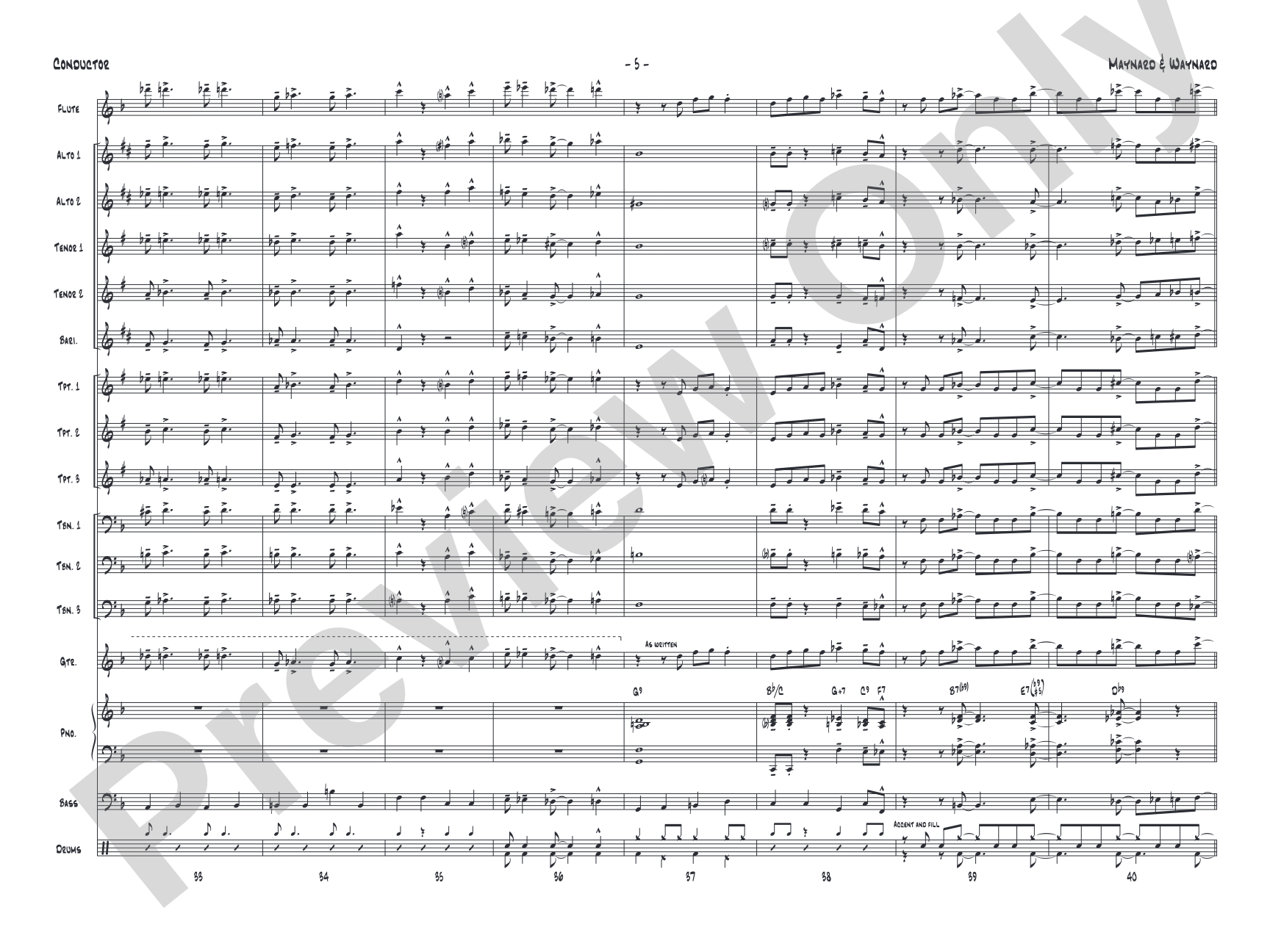 Maynard & Waynard: Jazz Ensemble Conductor Score & Parts