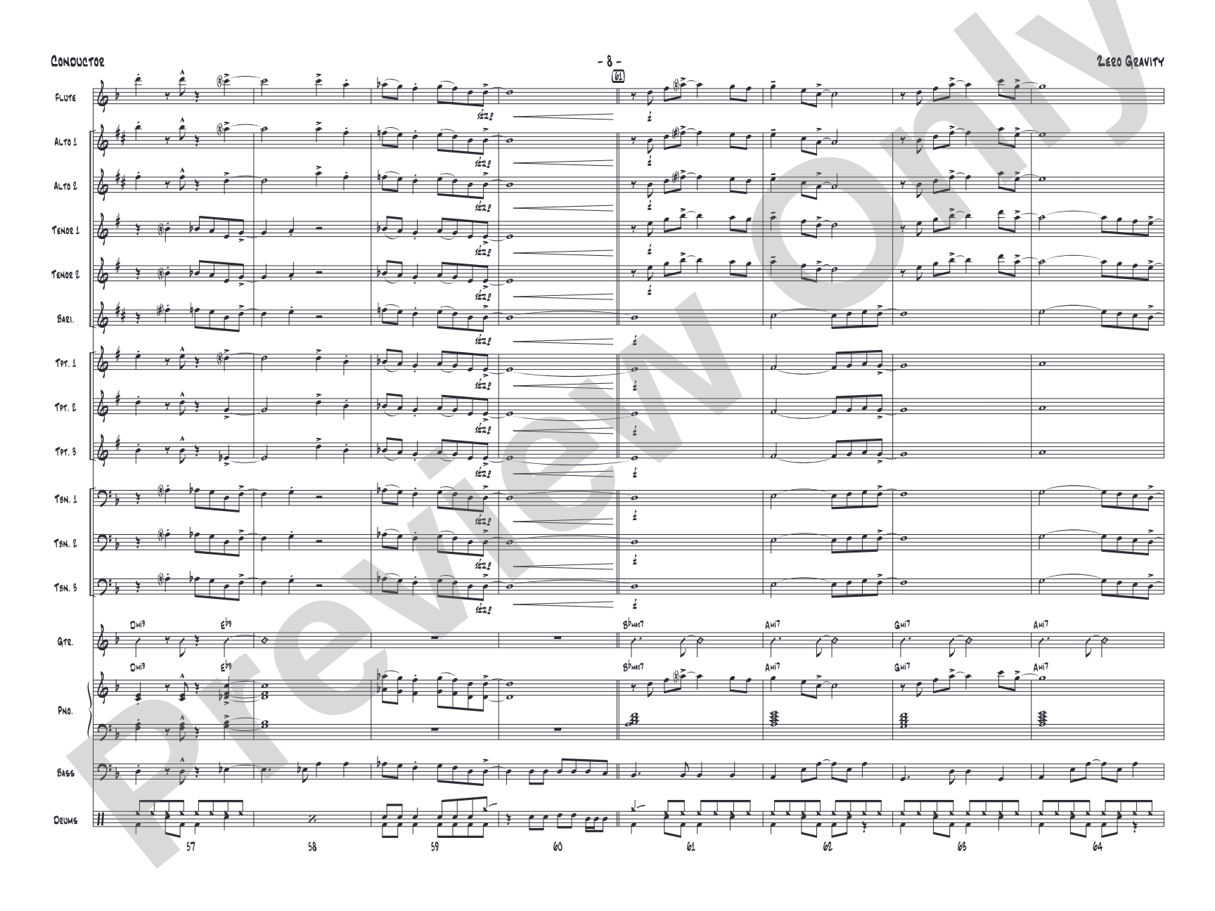 Zero Gravity: Jazz Ensemble Conductor Score & Parts