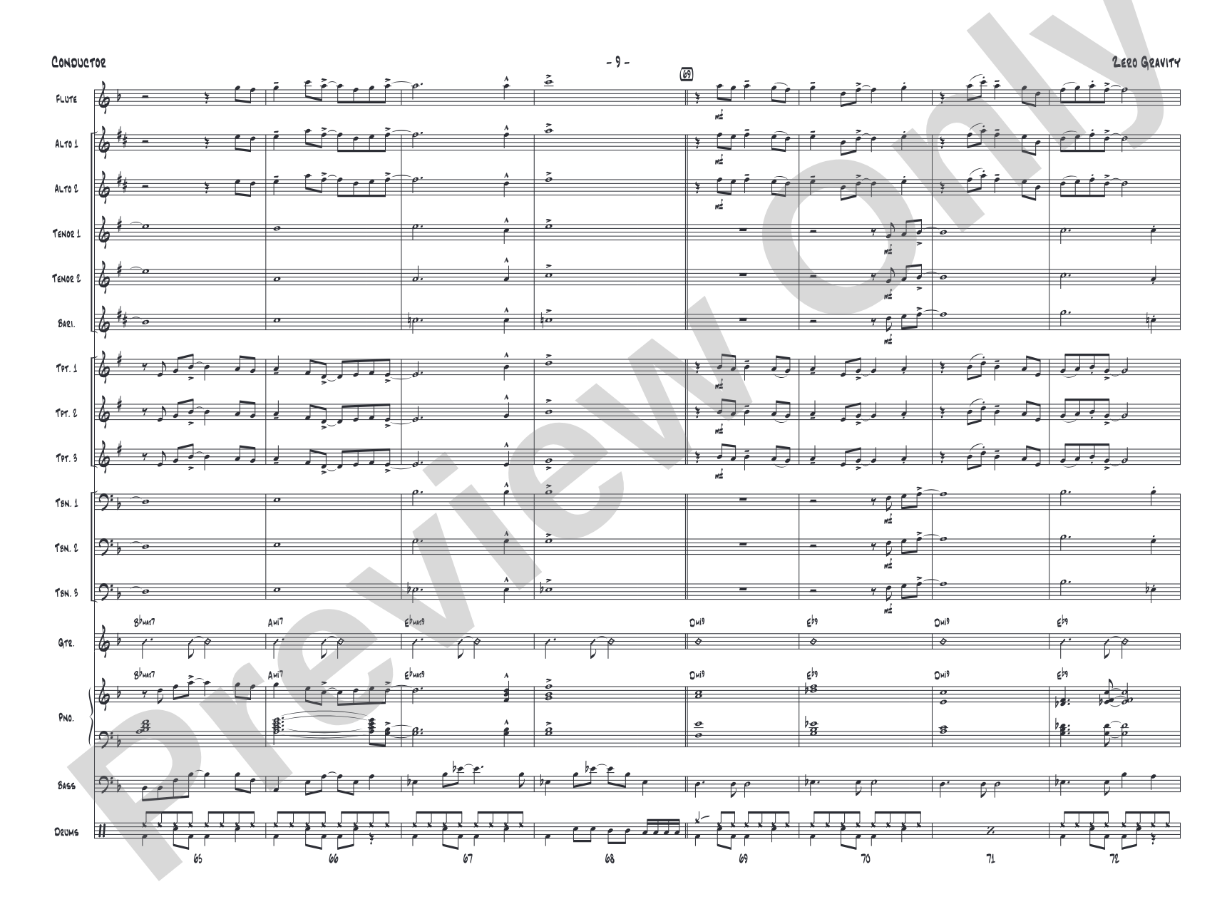 Zero Gravity: Jazz Ensemble Conductor Score & Parts