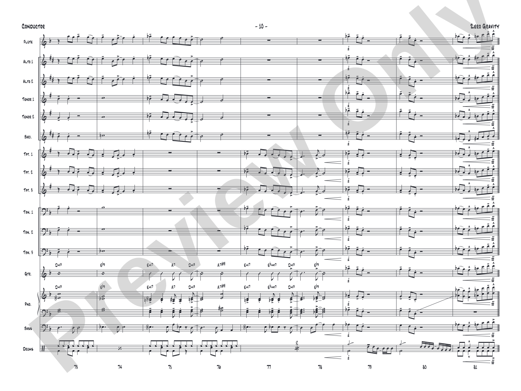 Zero Gravity: Jazz Ensemble Conductor Score & Parts