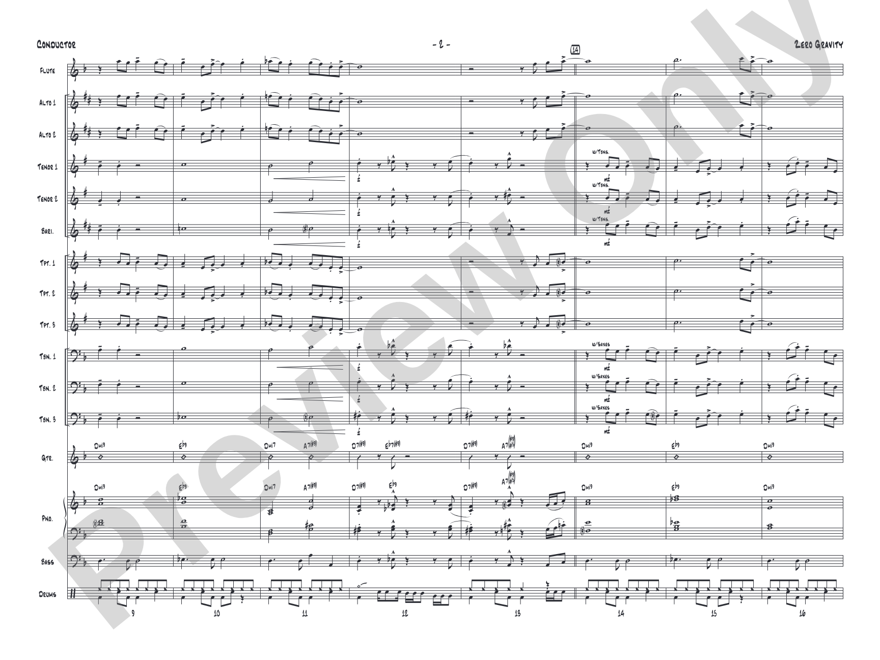 Zero Gravity: Jazz Ensemble Conductor Score & Parts