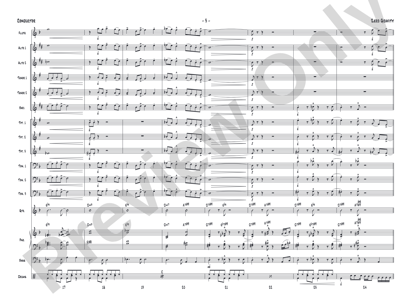 Zero Gravity: Jazz Ensemble Conductor Score & Parts