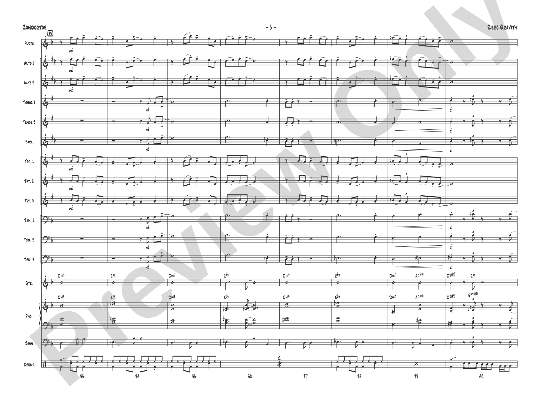 Zero Gravity: Jazz Ensemble Conductor Score & Parts