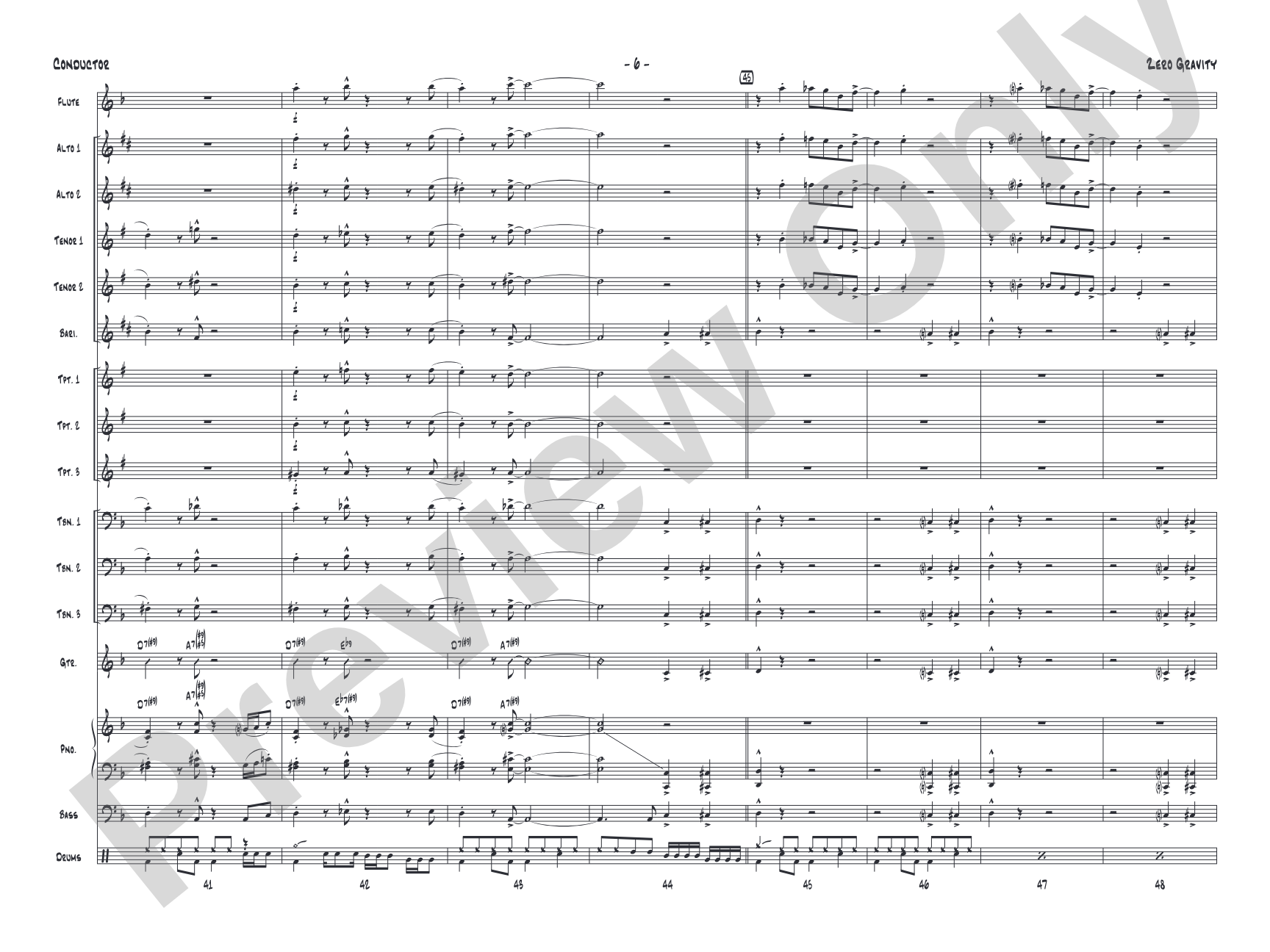 Zero Gravity: Jazz Ensemble Conductor Score & Parts