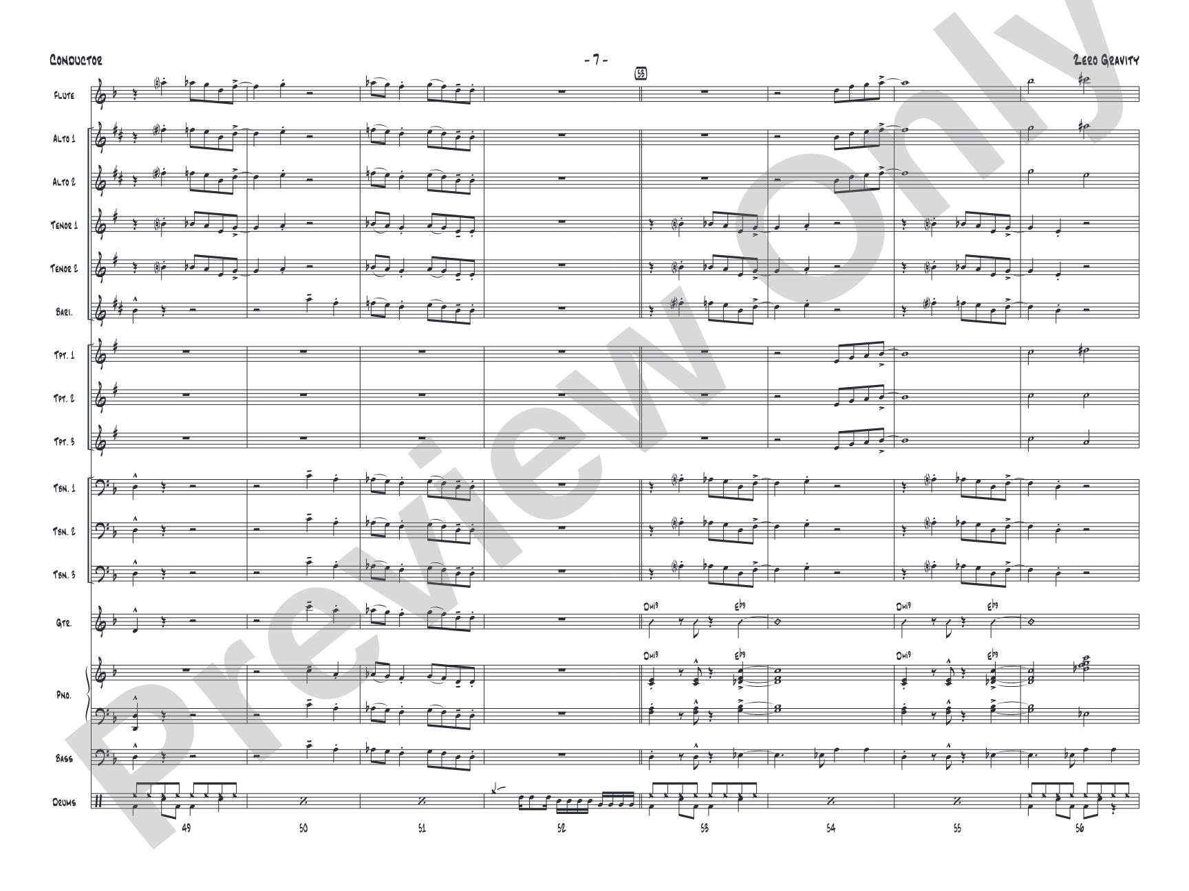 Zero Gravity: Jazz Ensemble Conductor Score & Parts