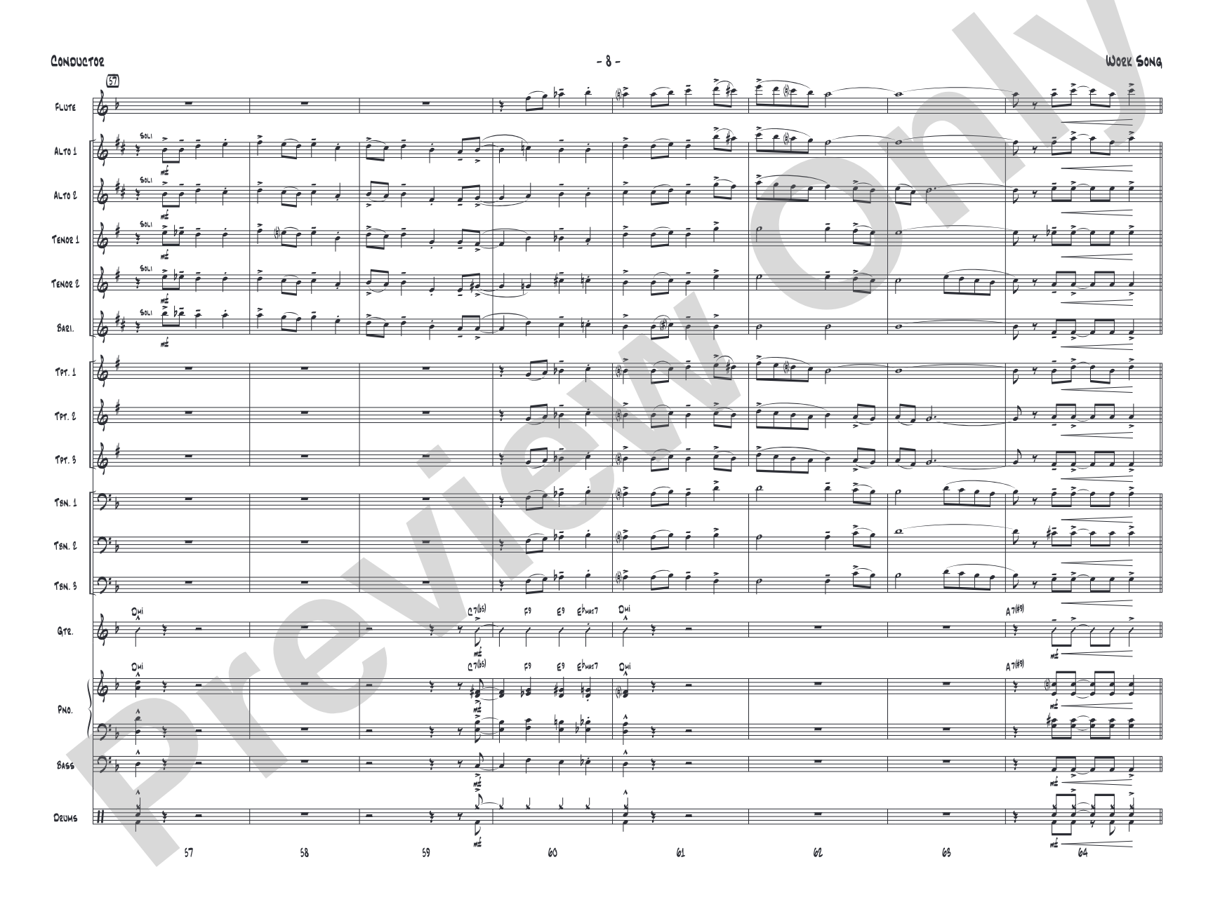 Work Song: Jazz Ensemble Conductor Score & Parts